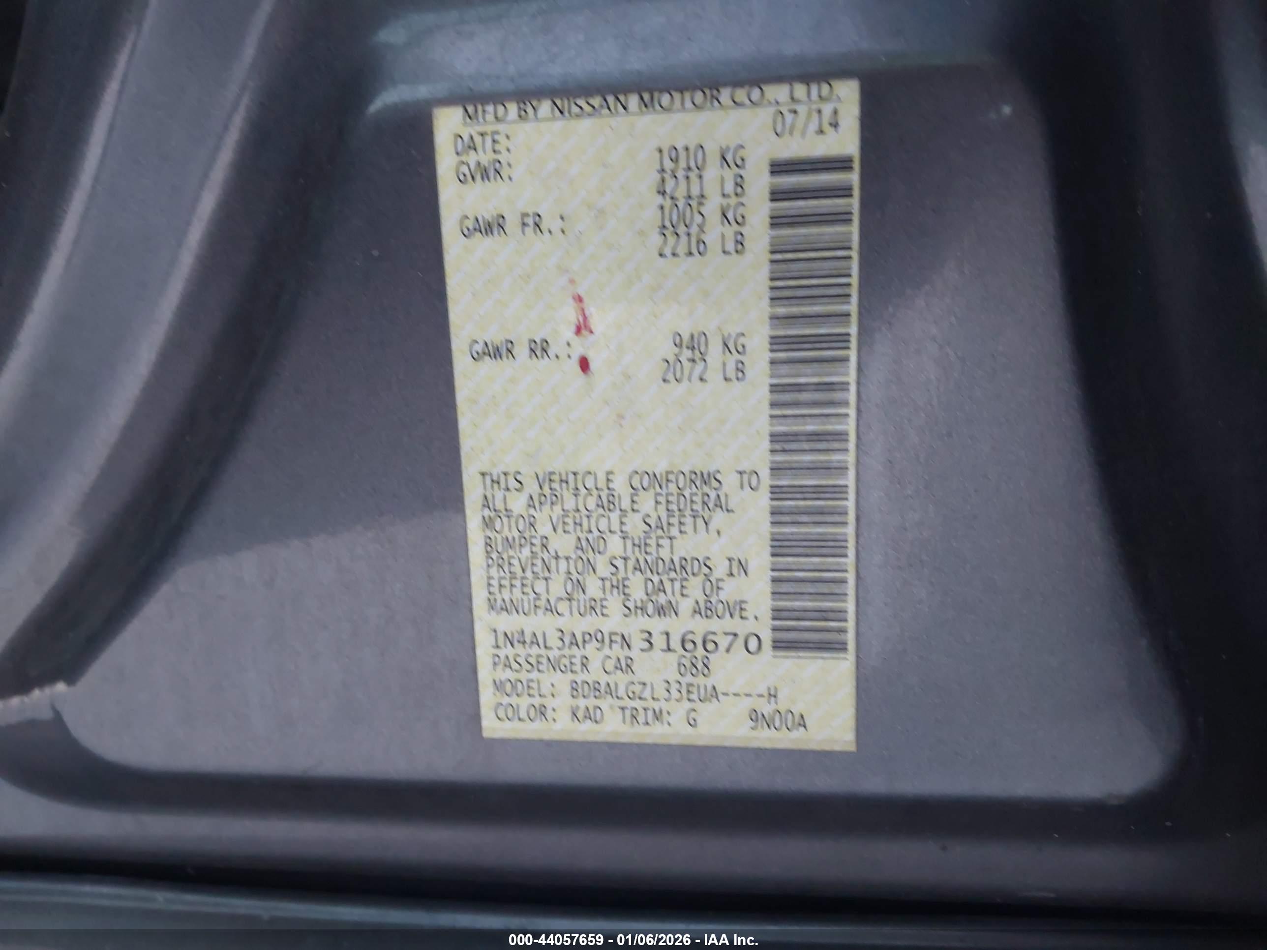 NISSAN ALTIMA image 9