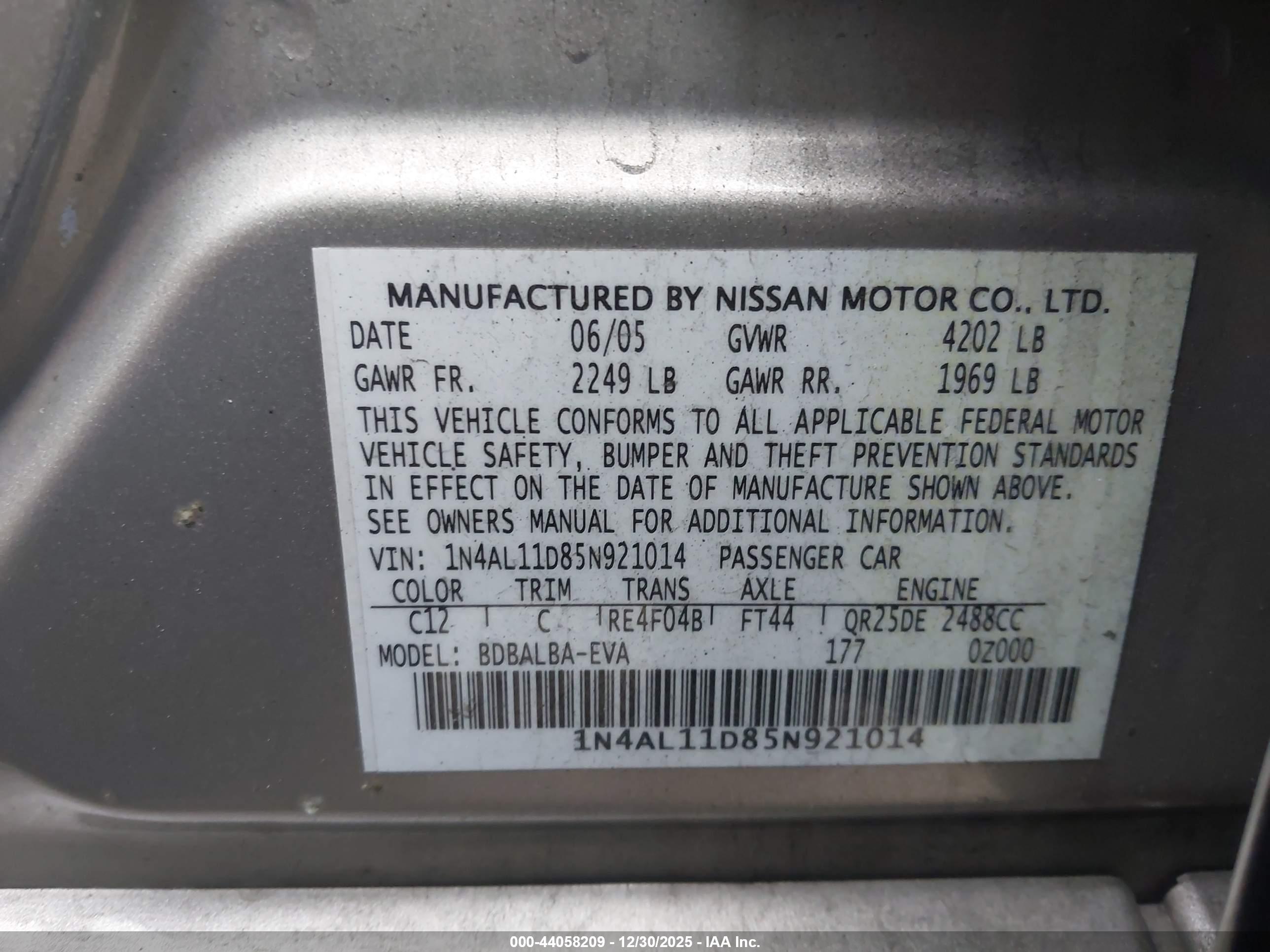 NISSAN ALTIMA image 9