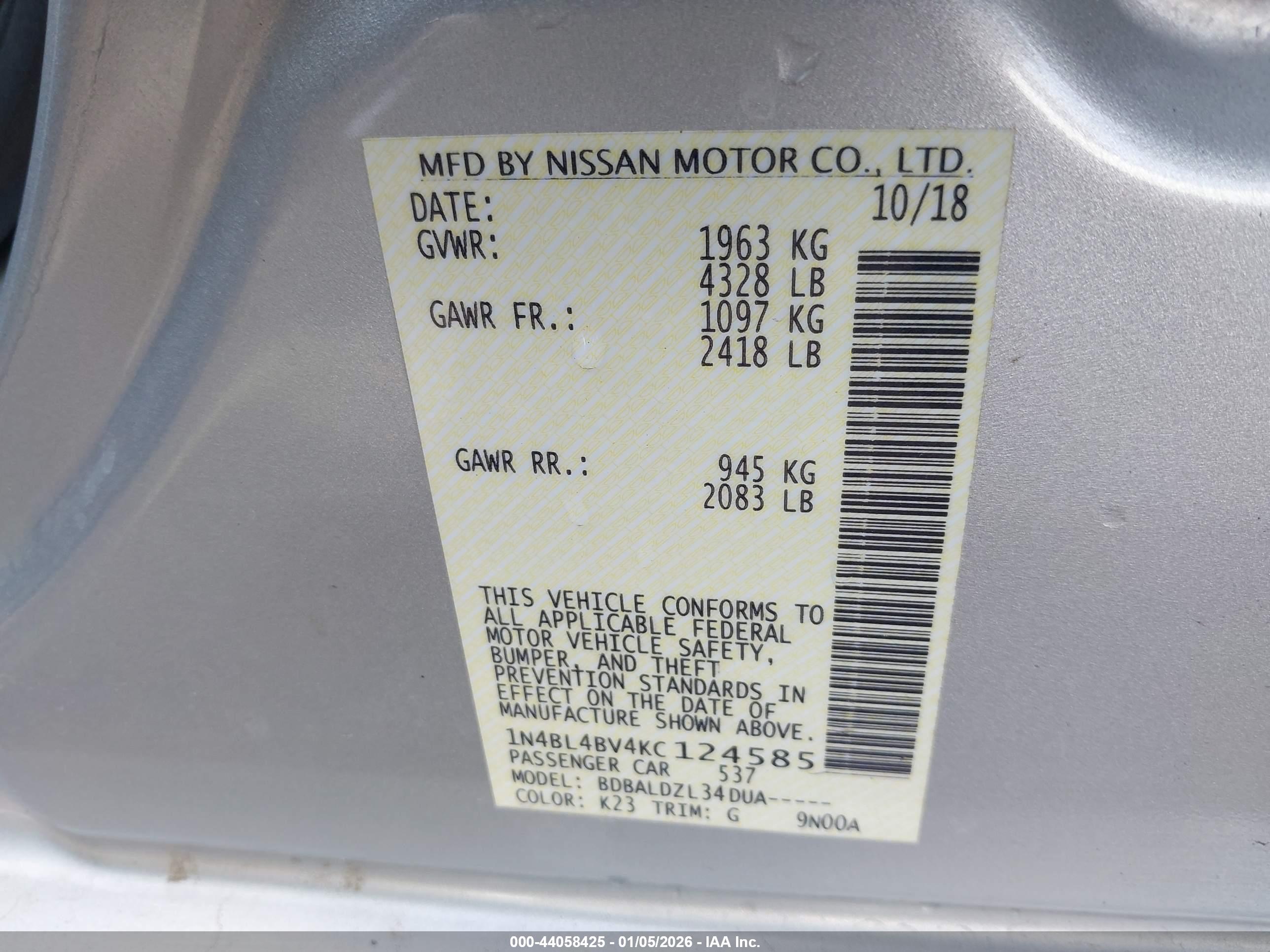 NISSAN ALTIMA image 9