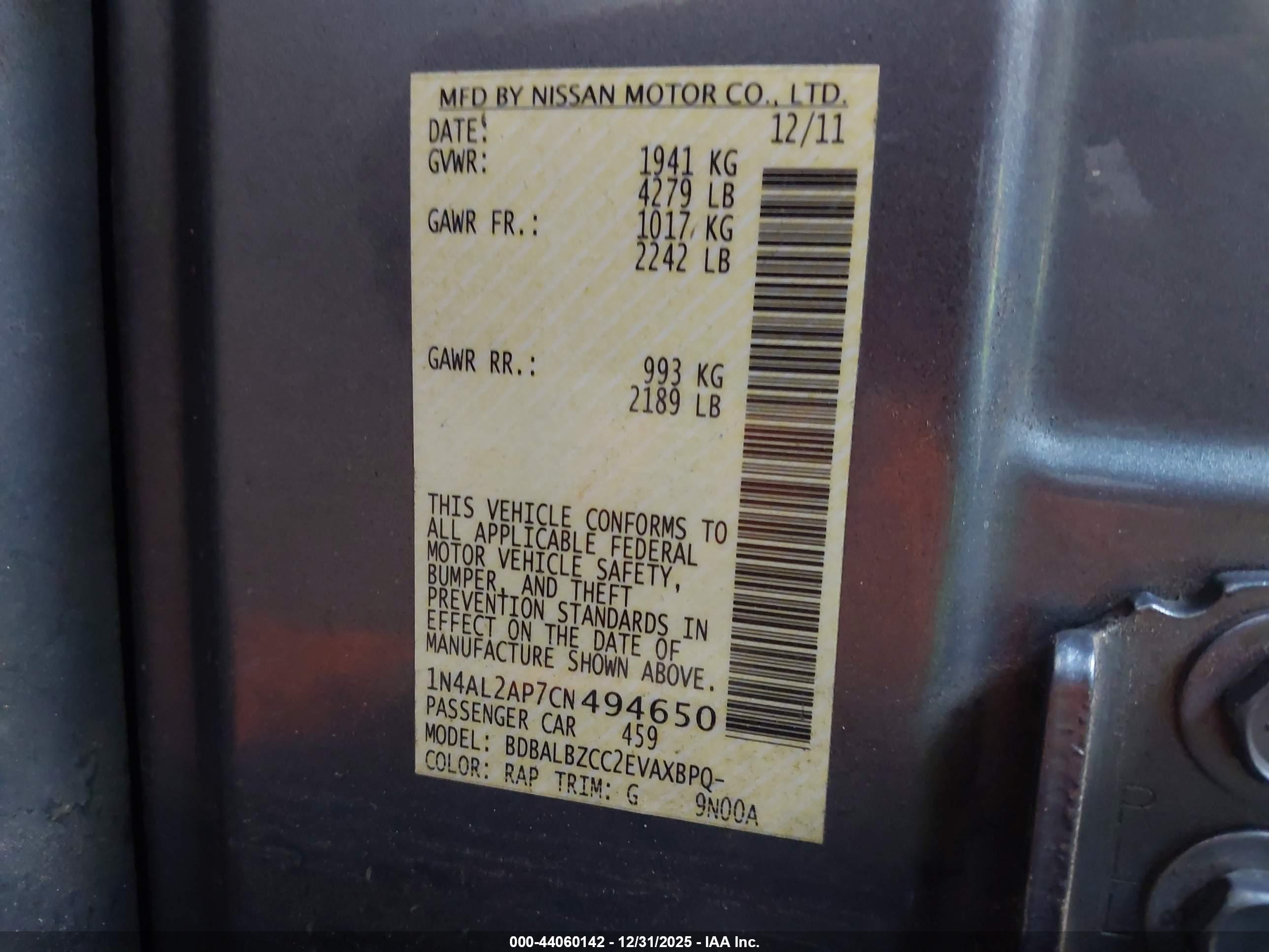 NISSAN ALTIMA image 9