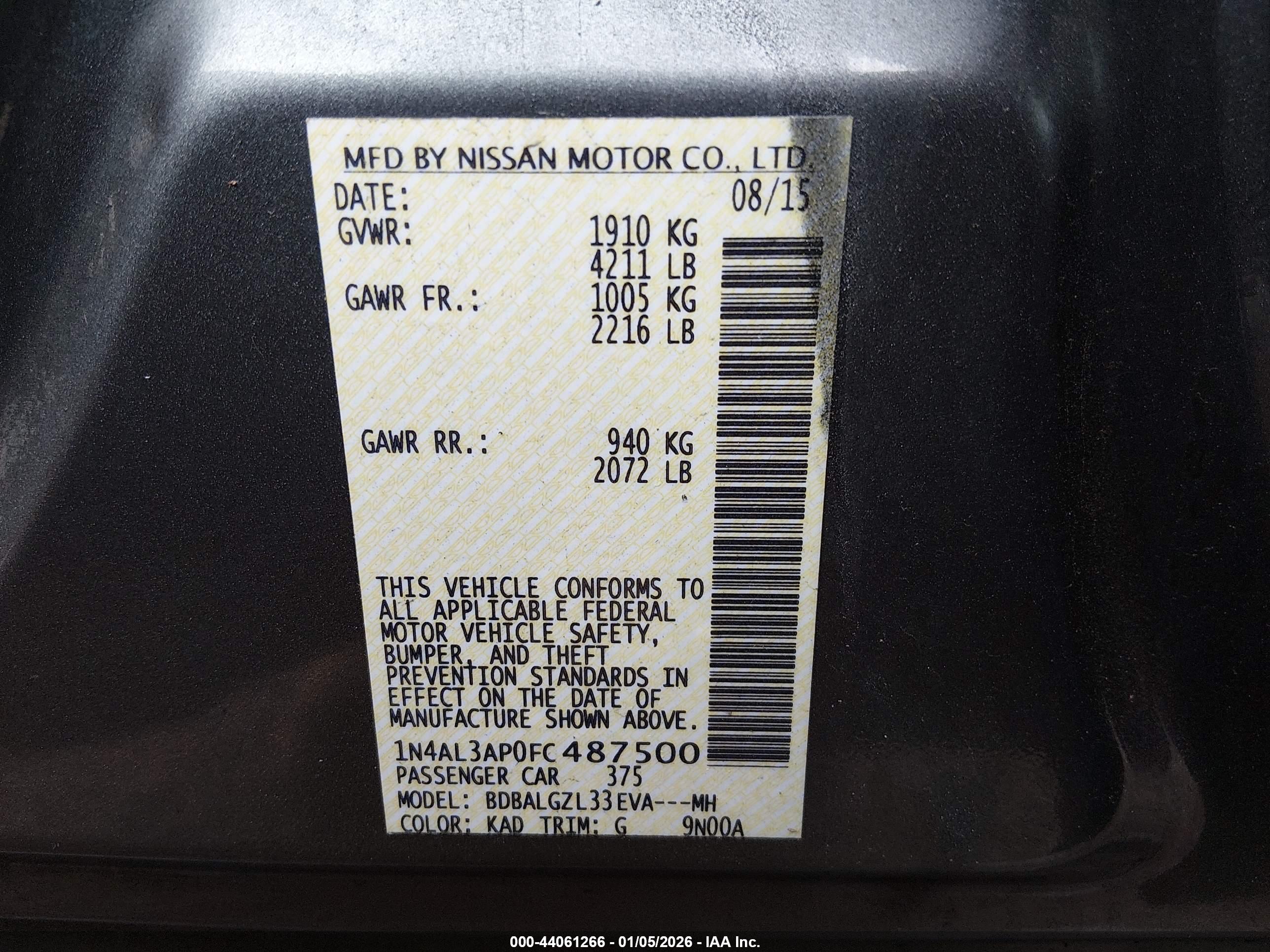 NISSAN ALTIMA image 9