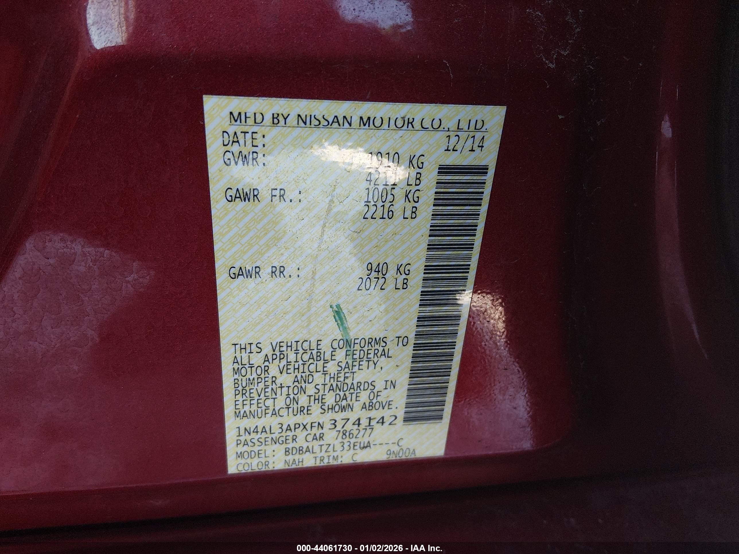 NISSAN ALTIMA image 9