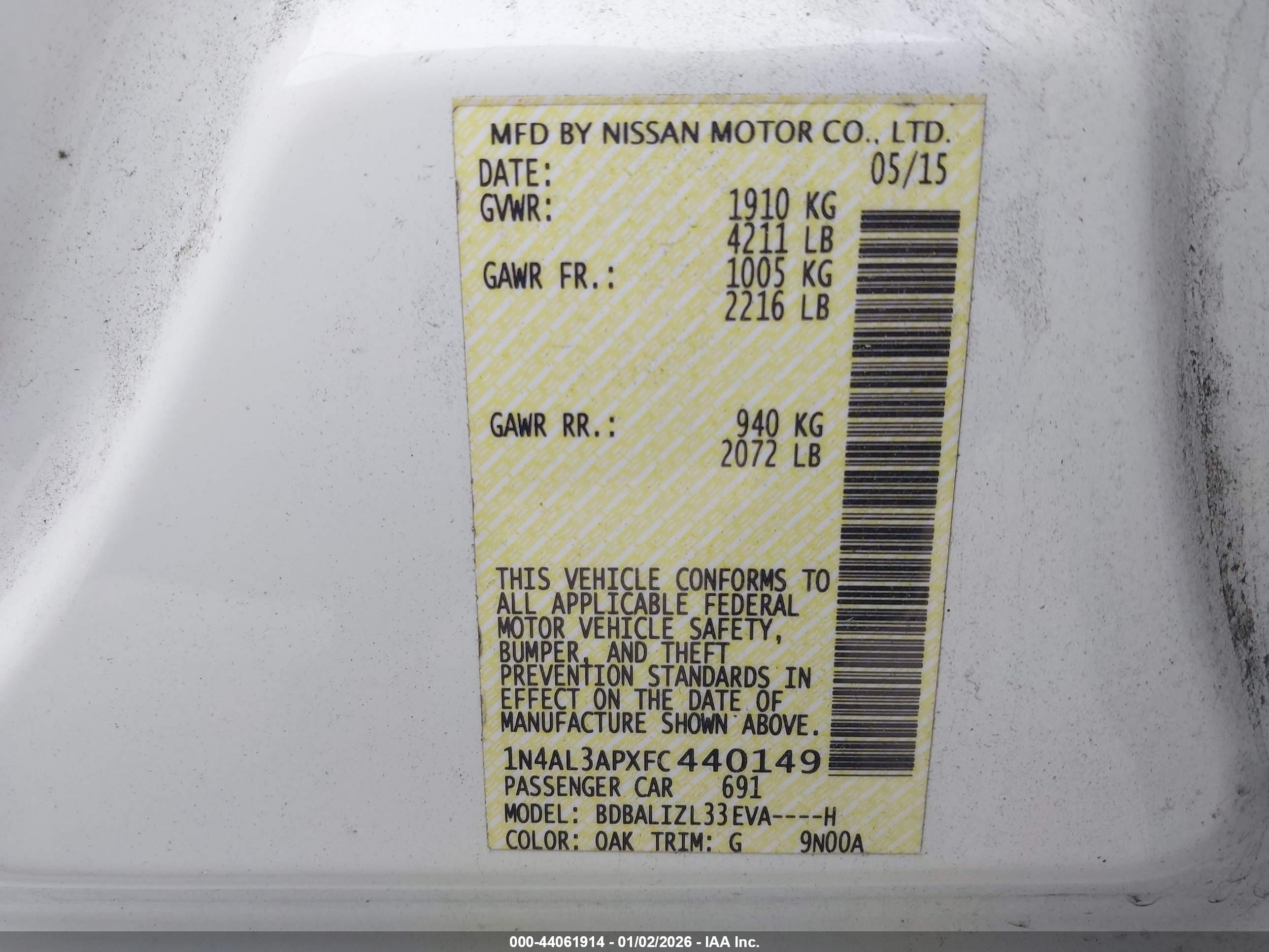 NISSAN ALTIMA image 9