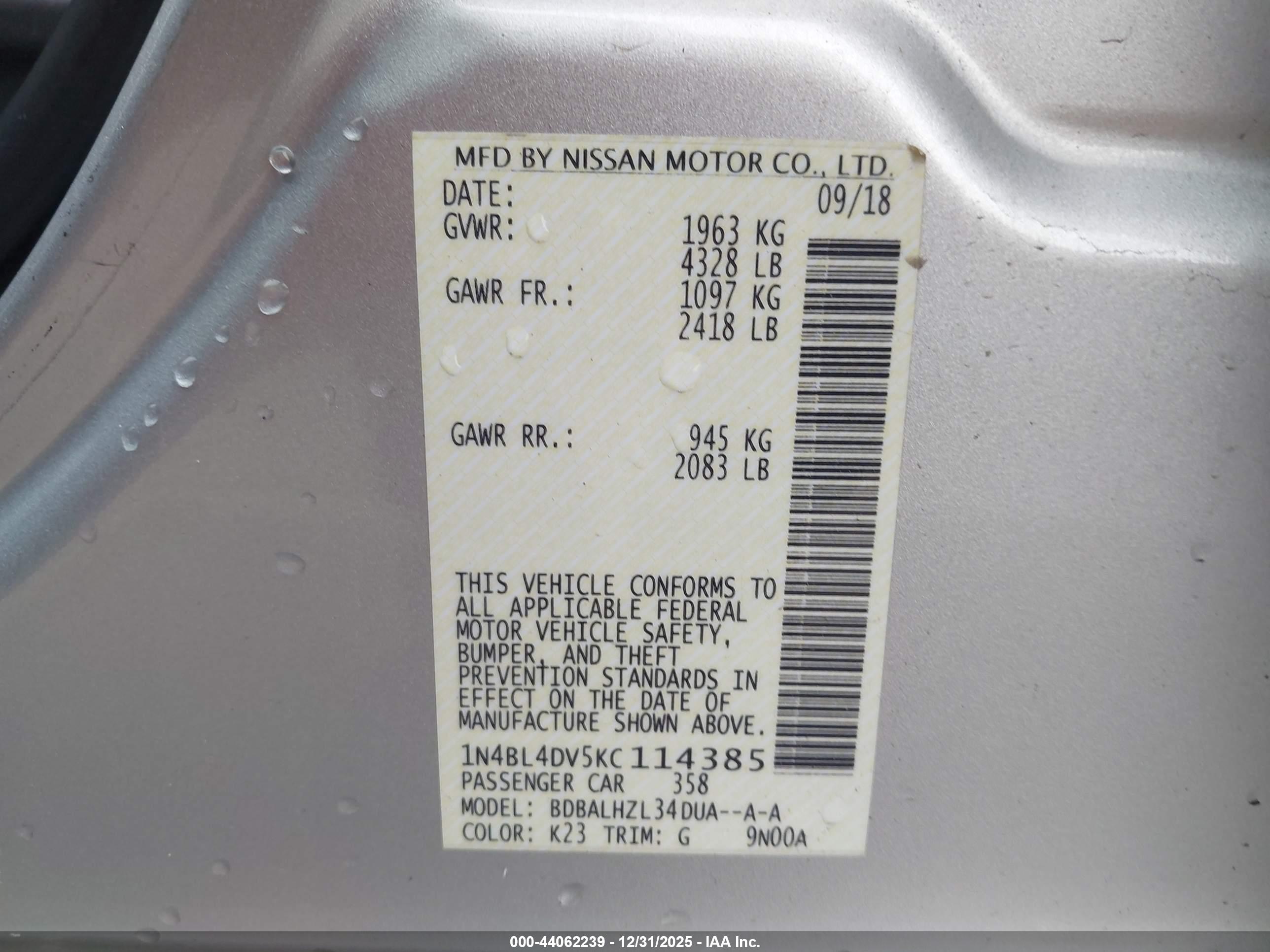 NISSAN ALTIMA image 9