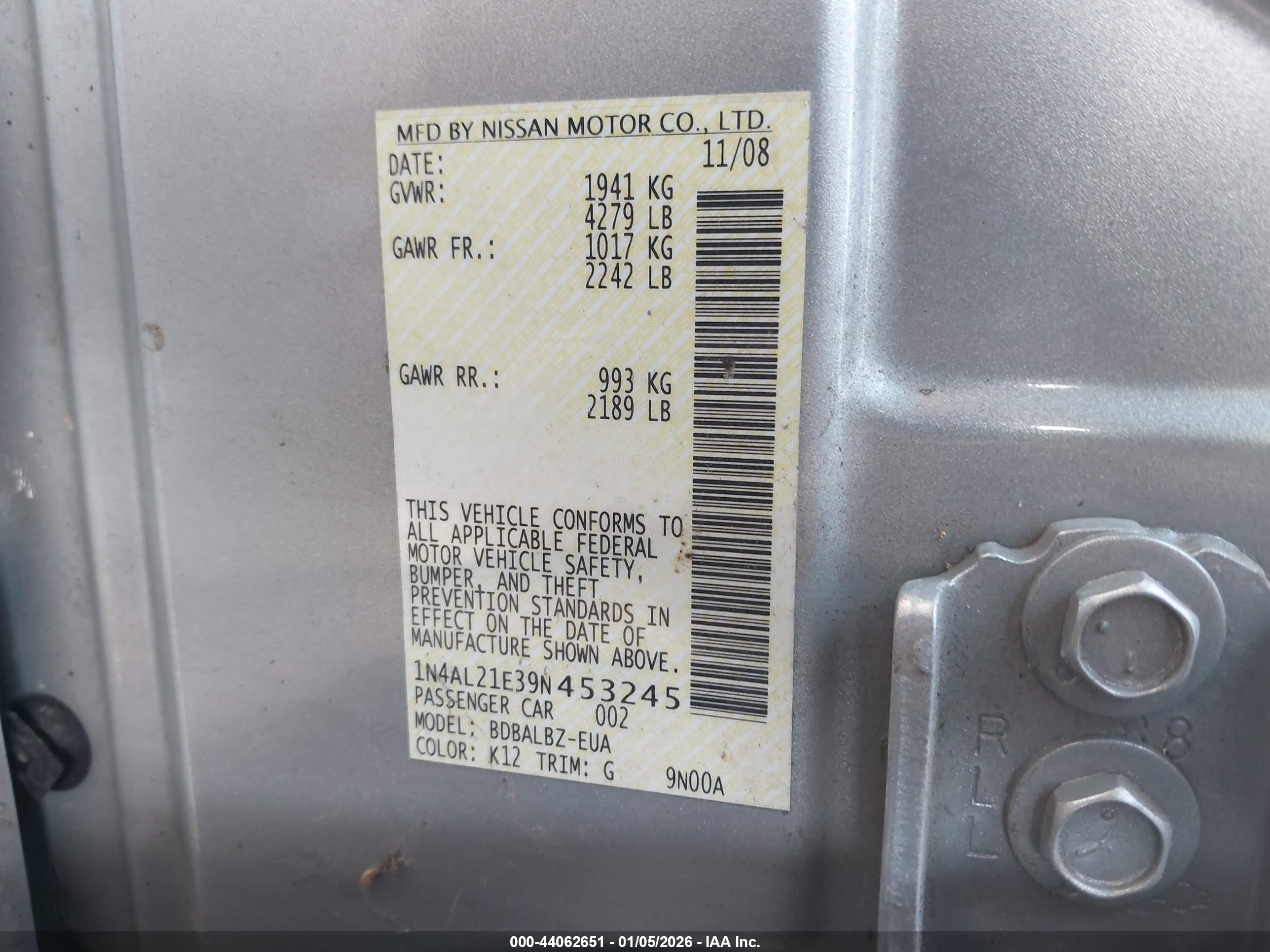 NISSAN ALTIMA image 9