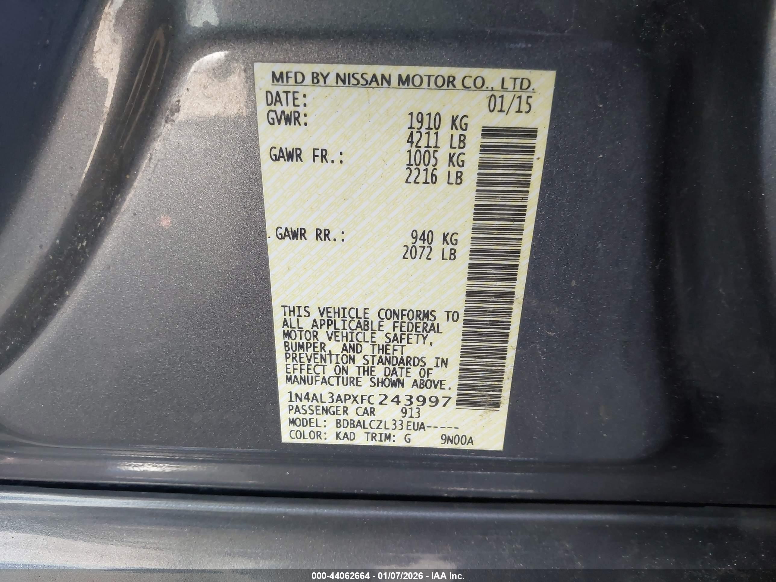 NISSAN ALTIMA image 9