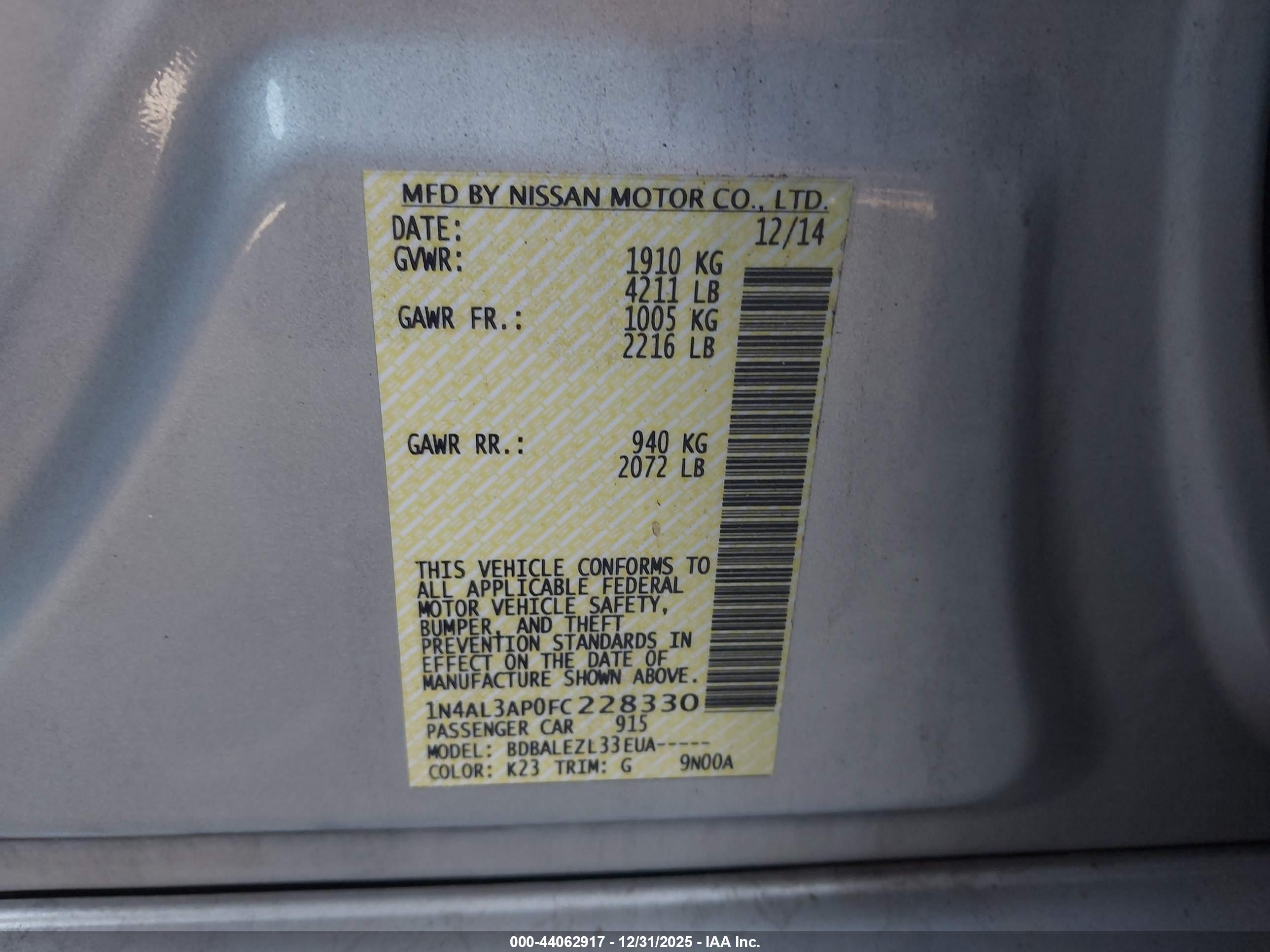 NISSAN ALTIMA image 9