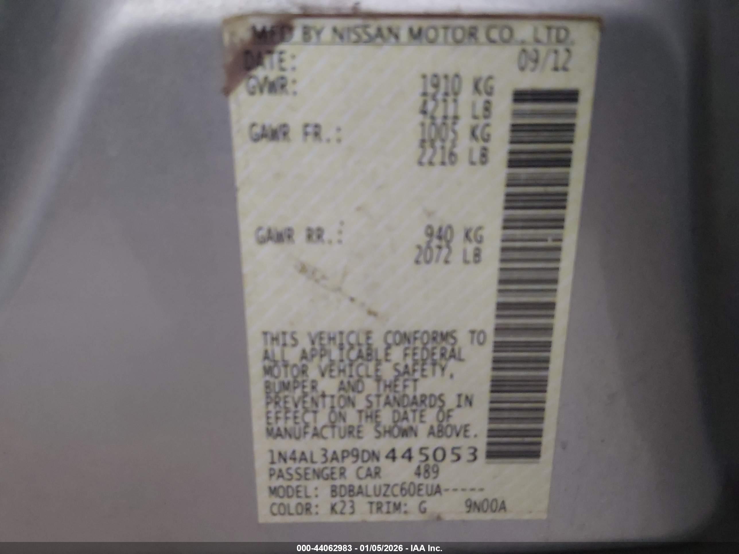 NISSAN ALTIMA image 9