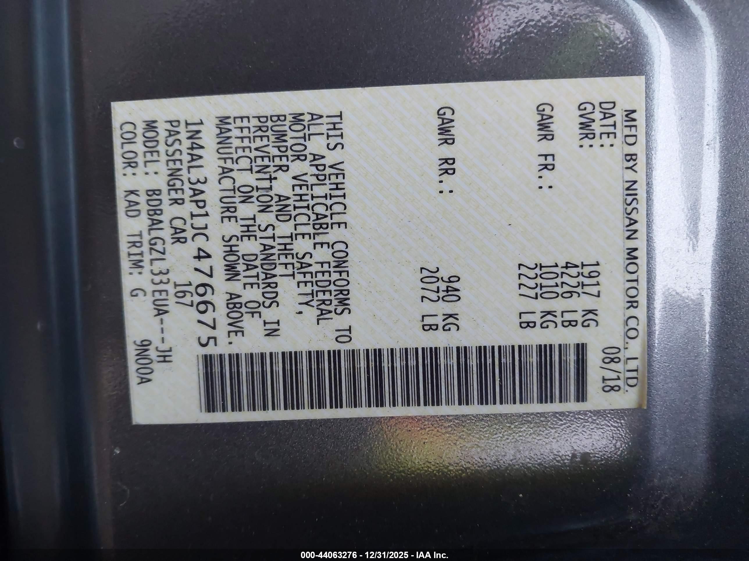 NISSAN ALTIMA image 9