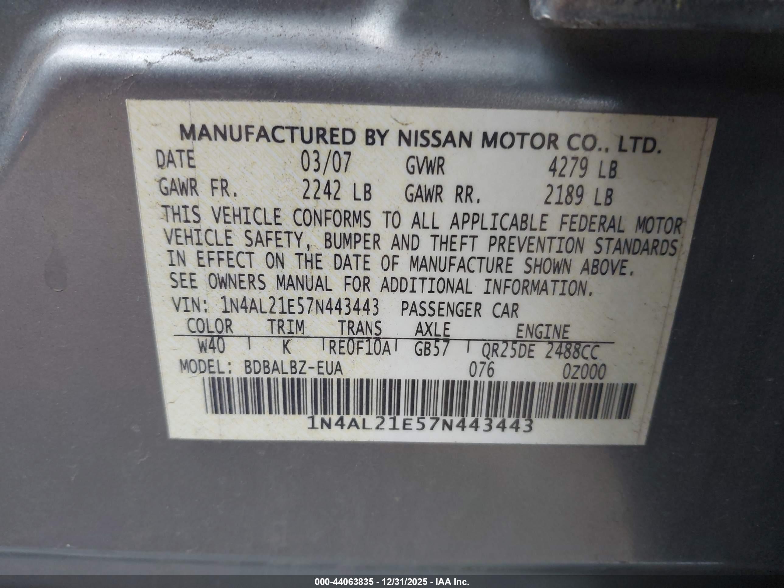 NISSAN ALTIMA image 9