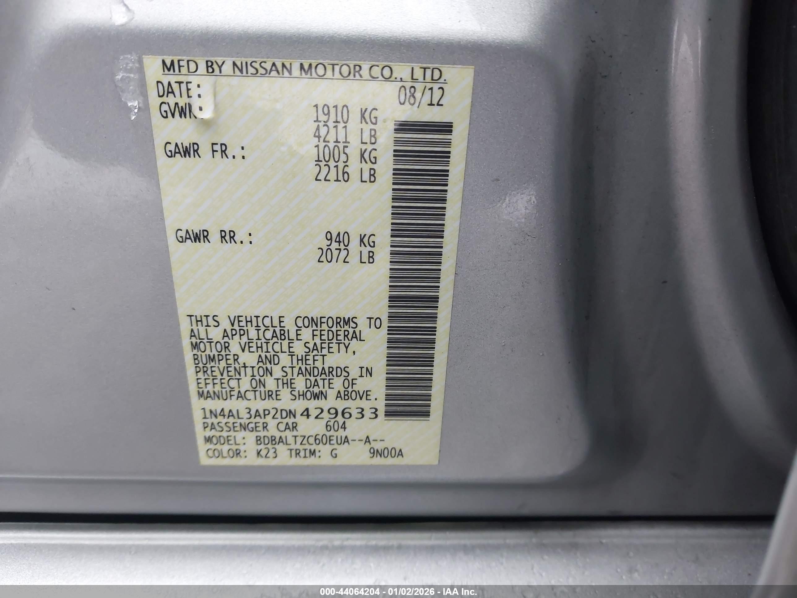 NISSAN ALTIMA image 9