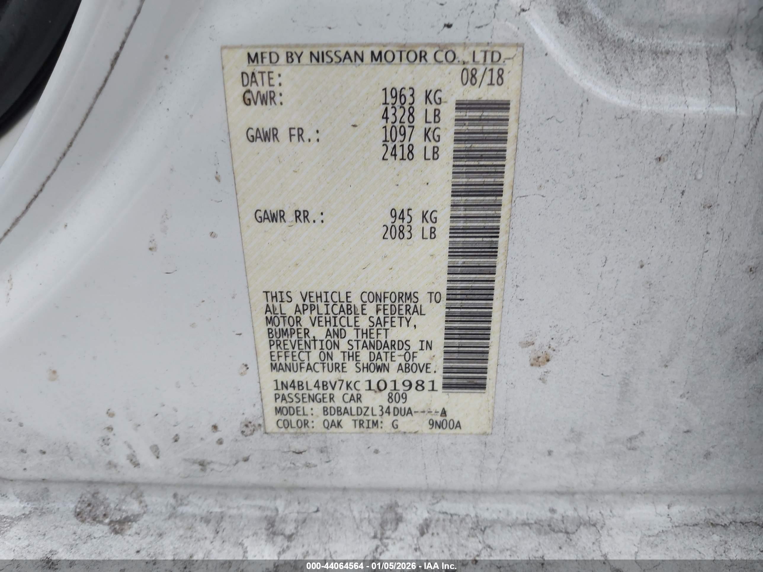 NISSAN ALTIMA image 9