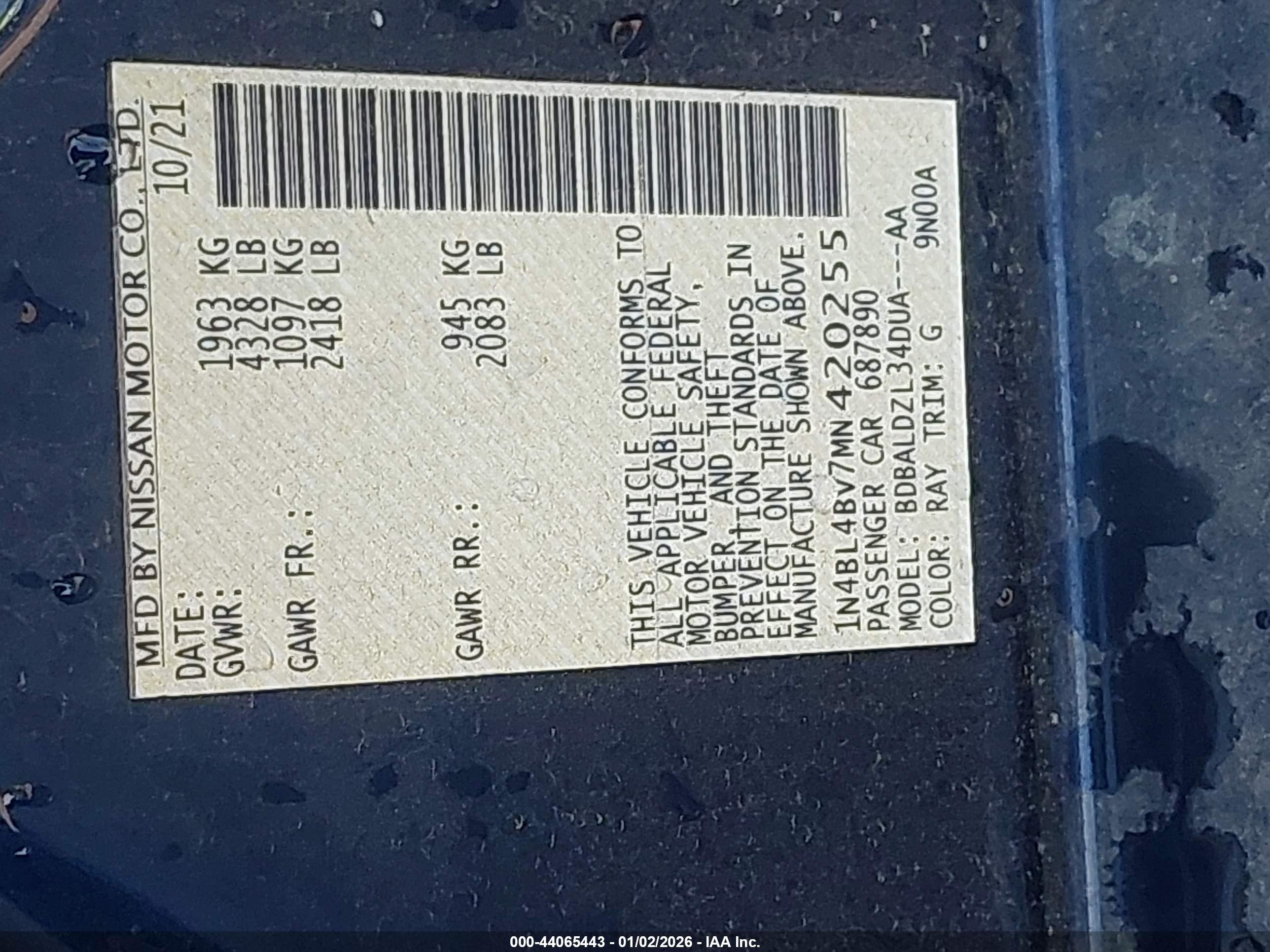 NISSAN ALTIMA image 9