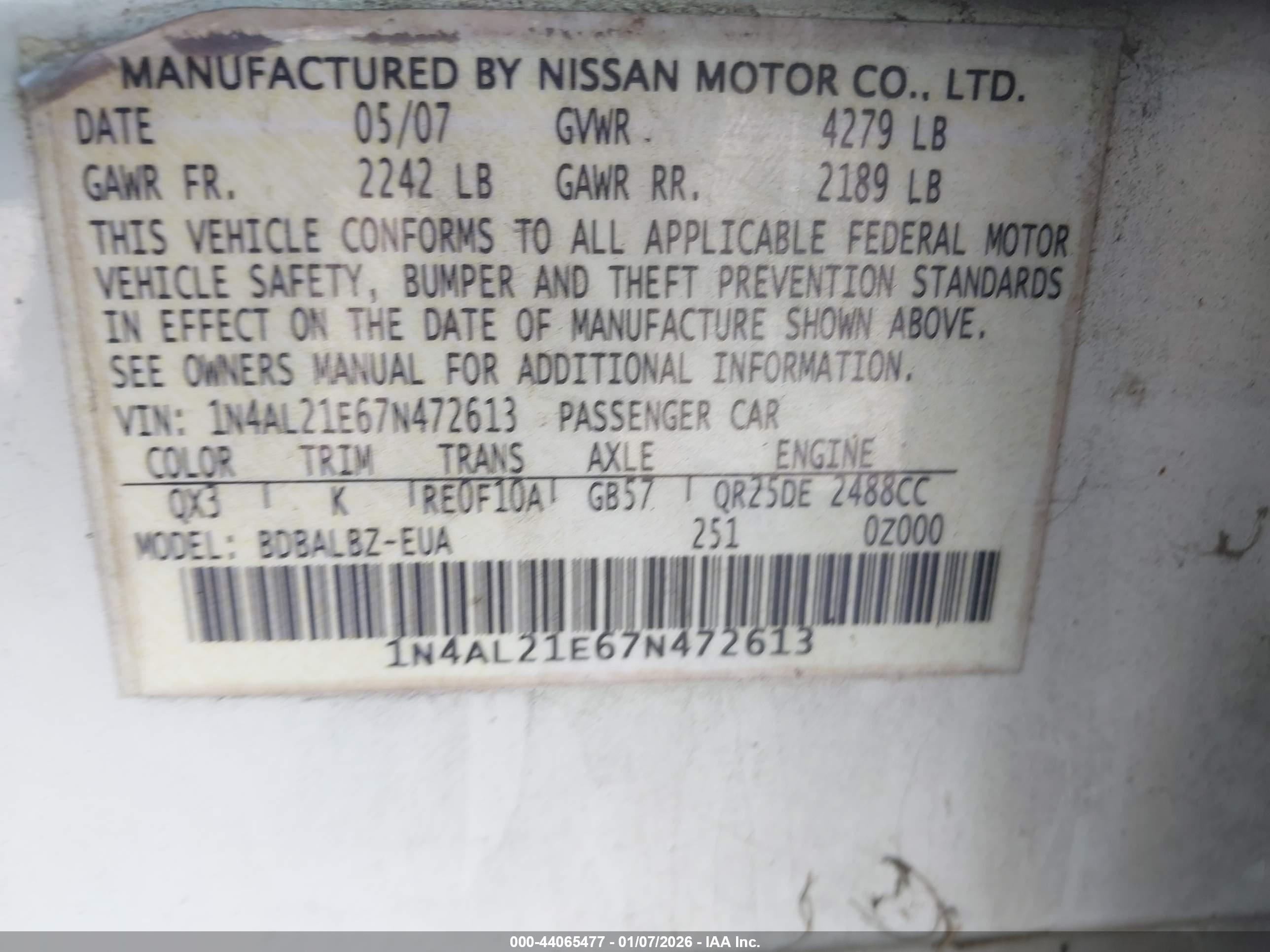 NISSAN ALTIMA image 9