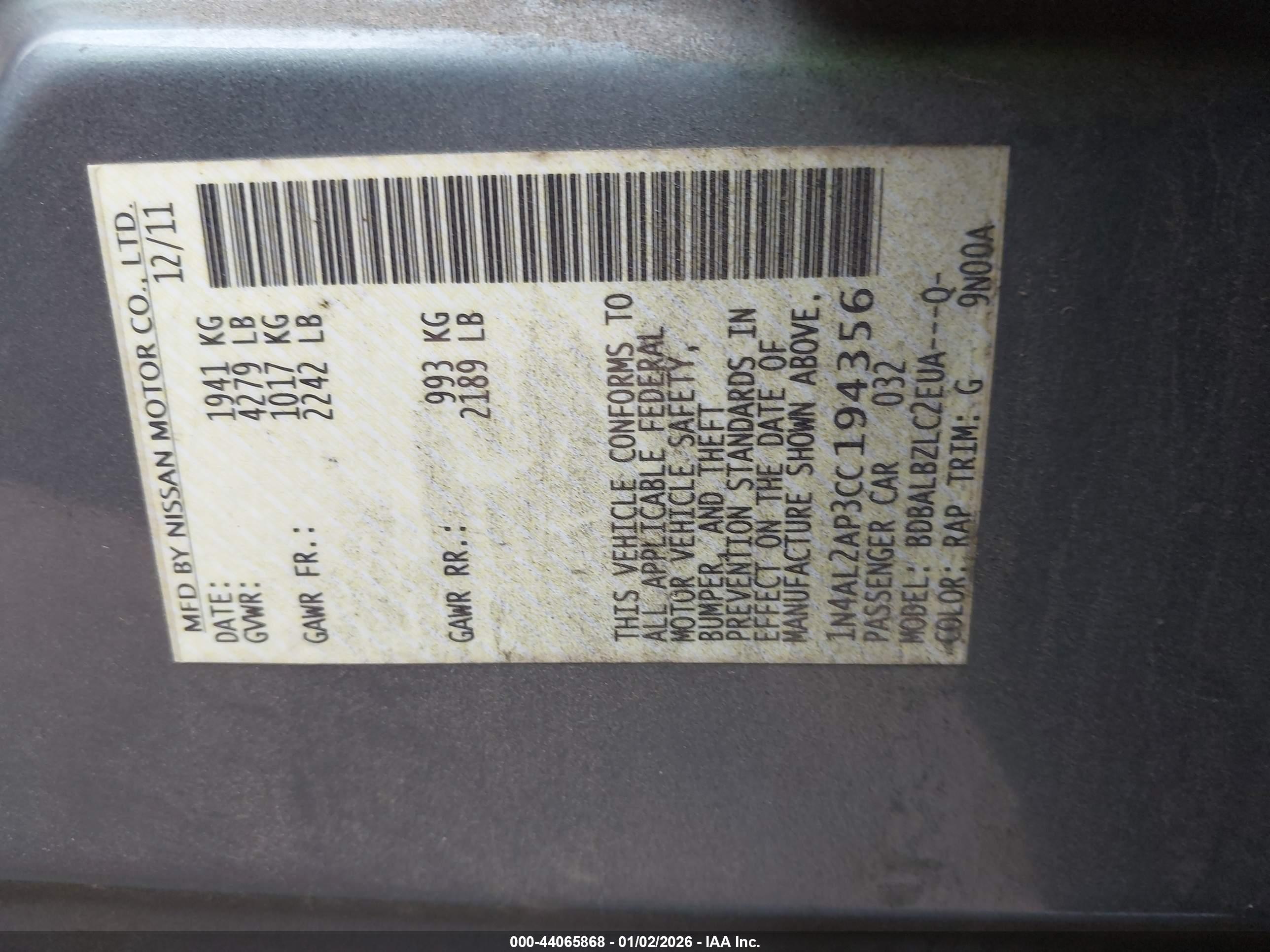 NISSAN ALTIMA image 9