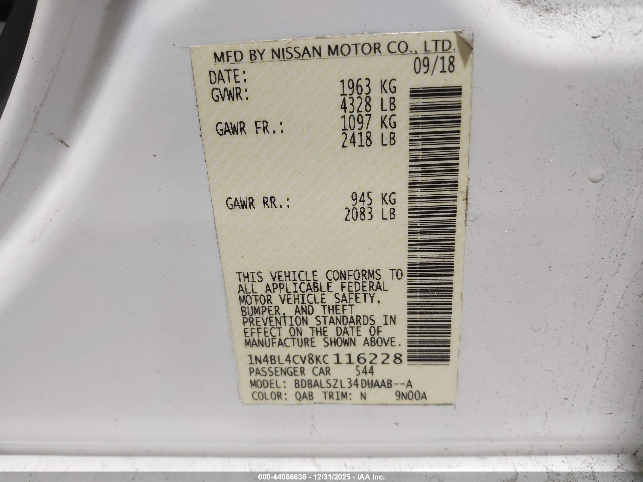 NISSAN ALTIMA image 9