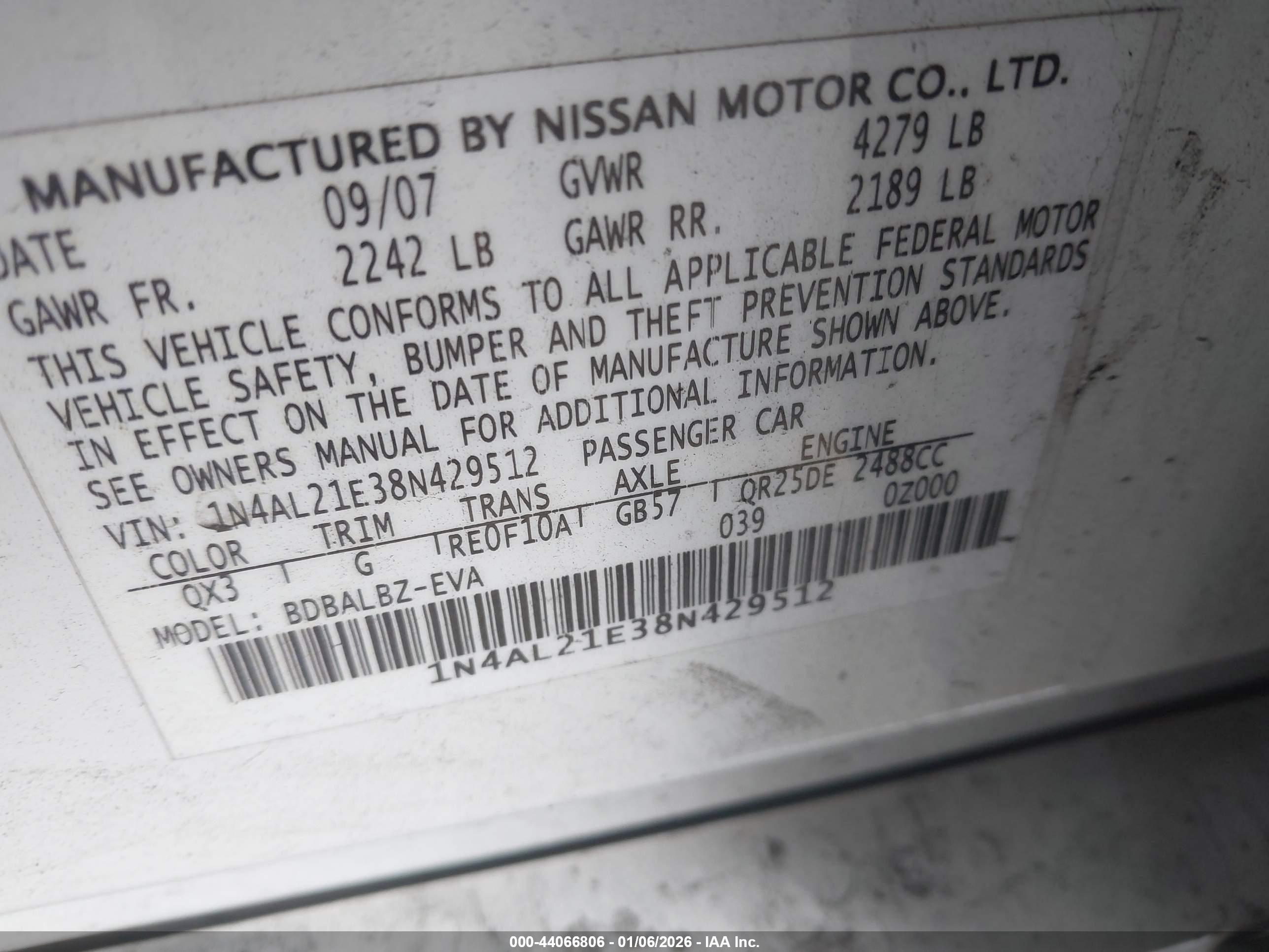 NISSAN ALTIMA image 9
