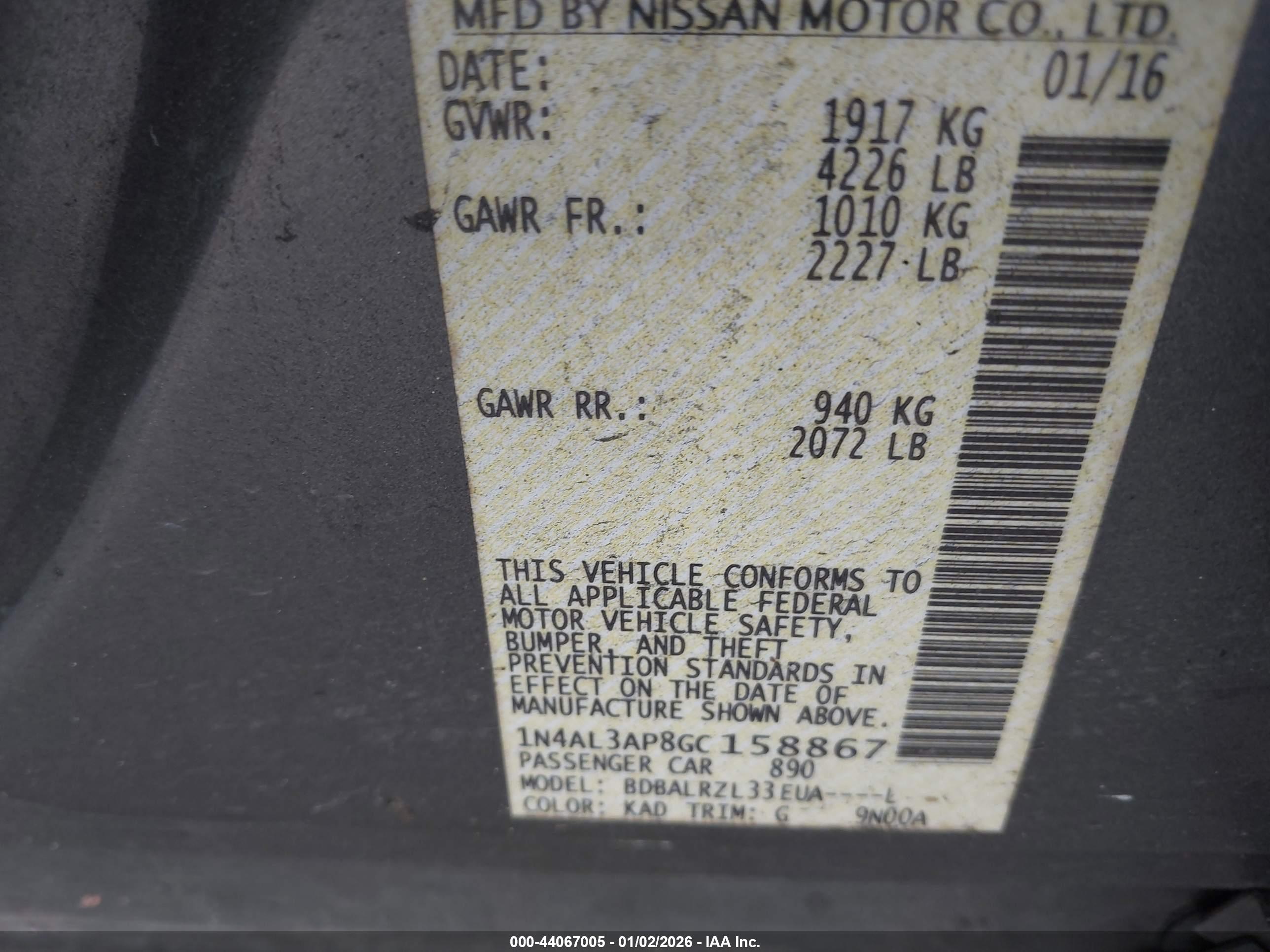 NISSAN ALTIMA image 9