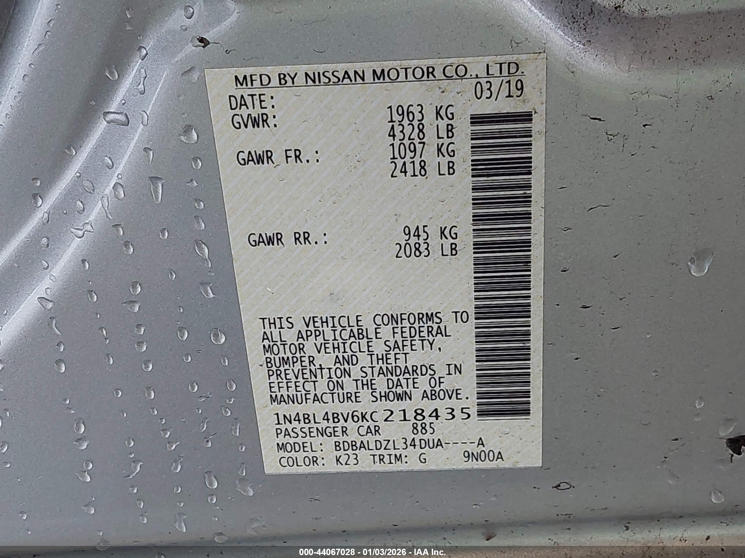 NISSAN ALTIMA image 9
