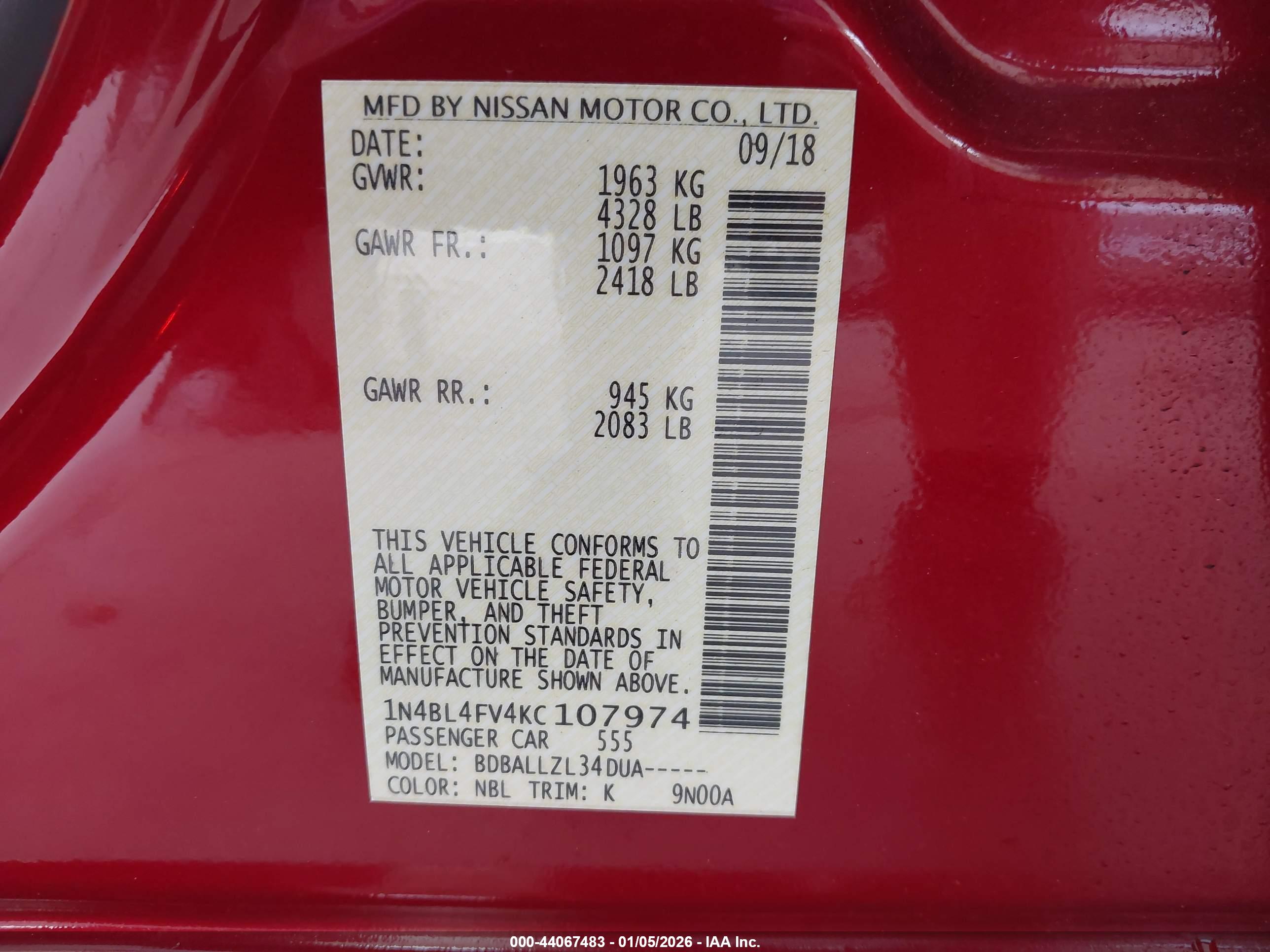 NISSAN ALTIMA image 9