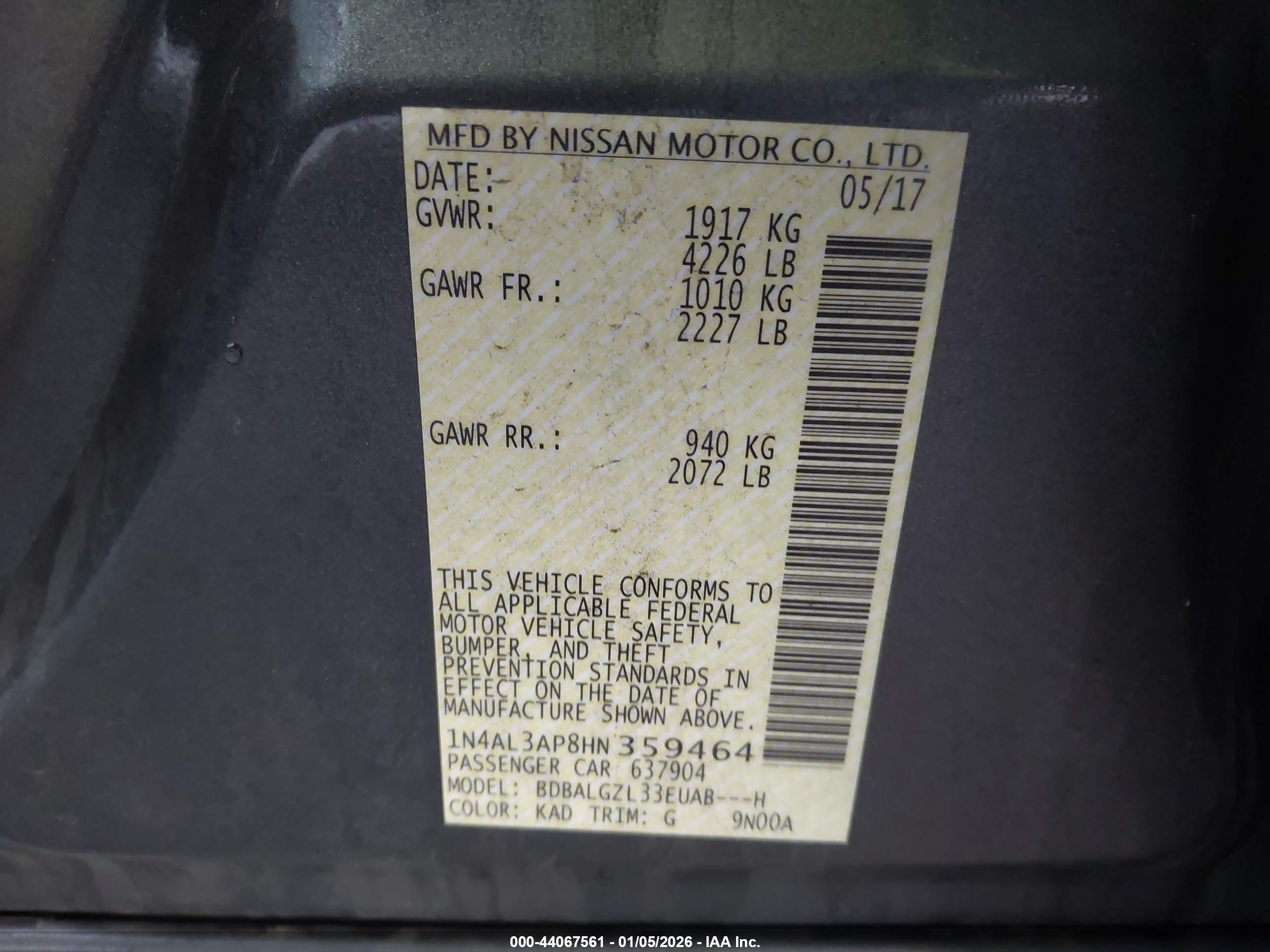 NISSAN ALTIMA image 9