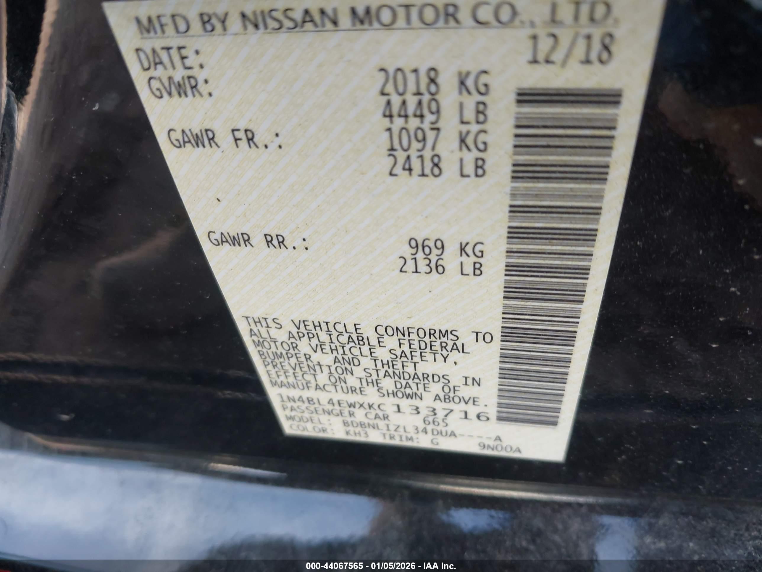 NISSAN ALTIMA image 9