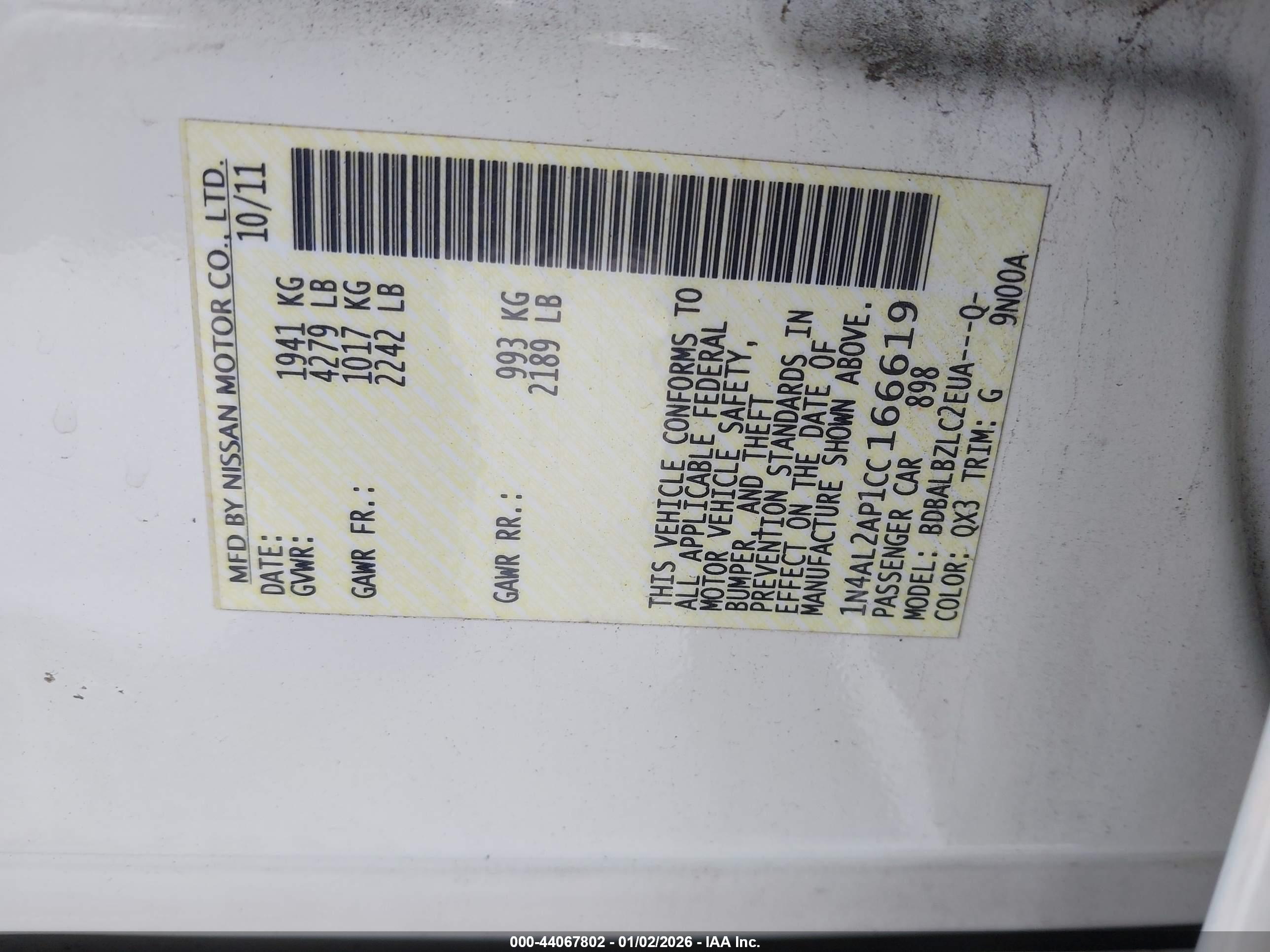NISSAN ALTIMA image 9