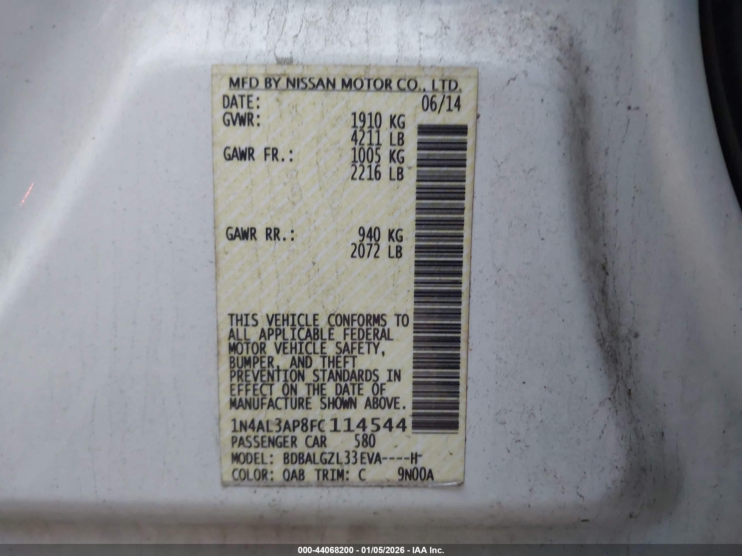 NISSAN ALTIMA image 9
