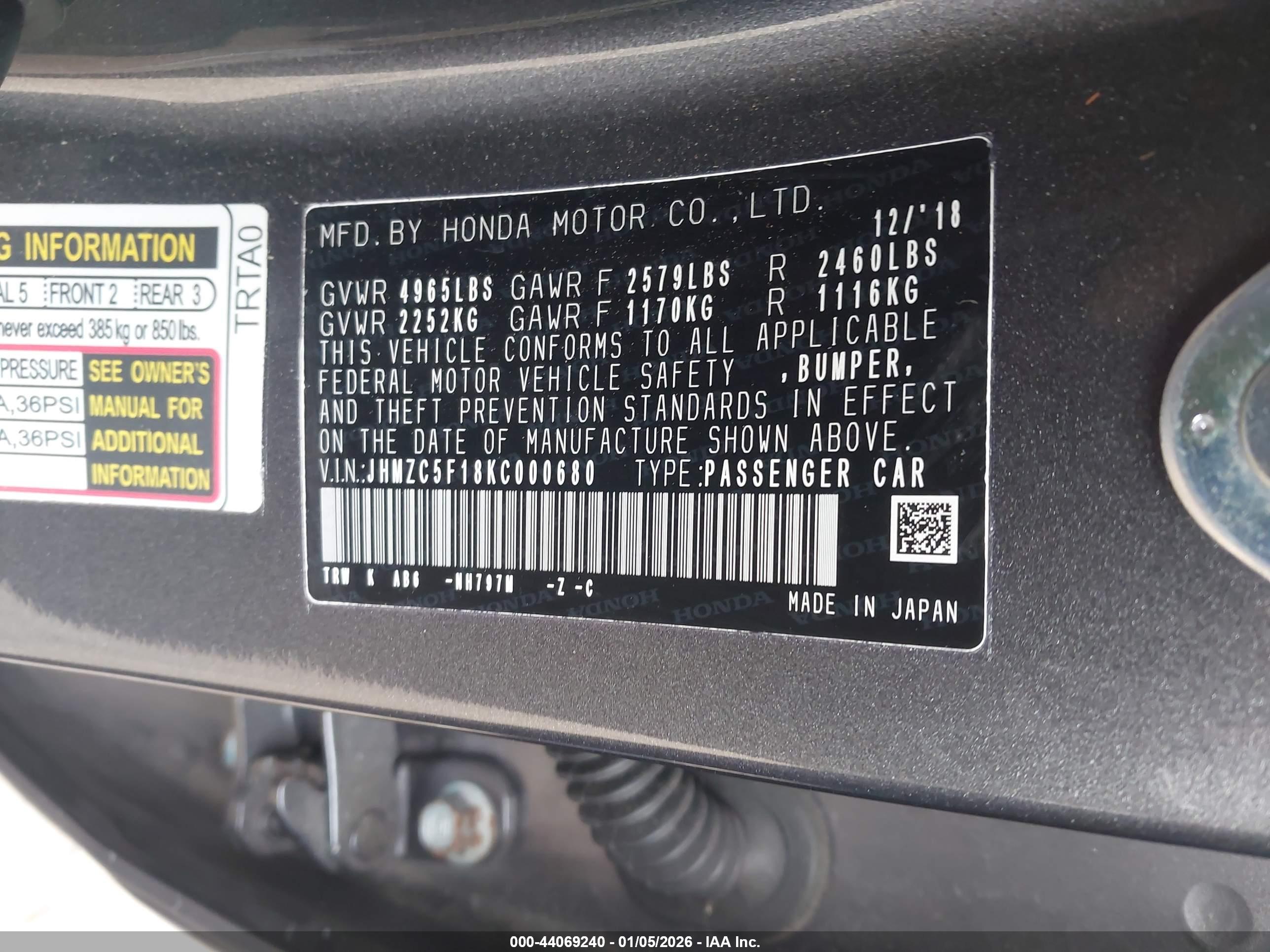 HONDA CLARITY image 9