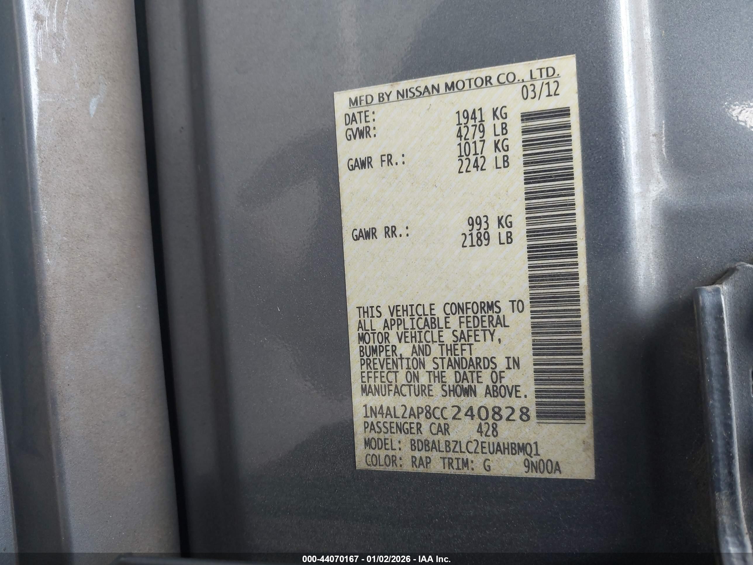 NISSAN ALTIMA image 9