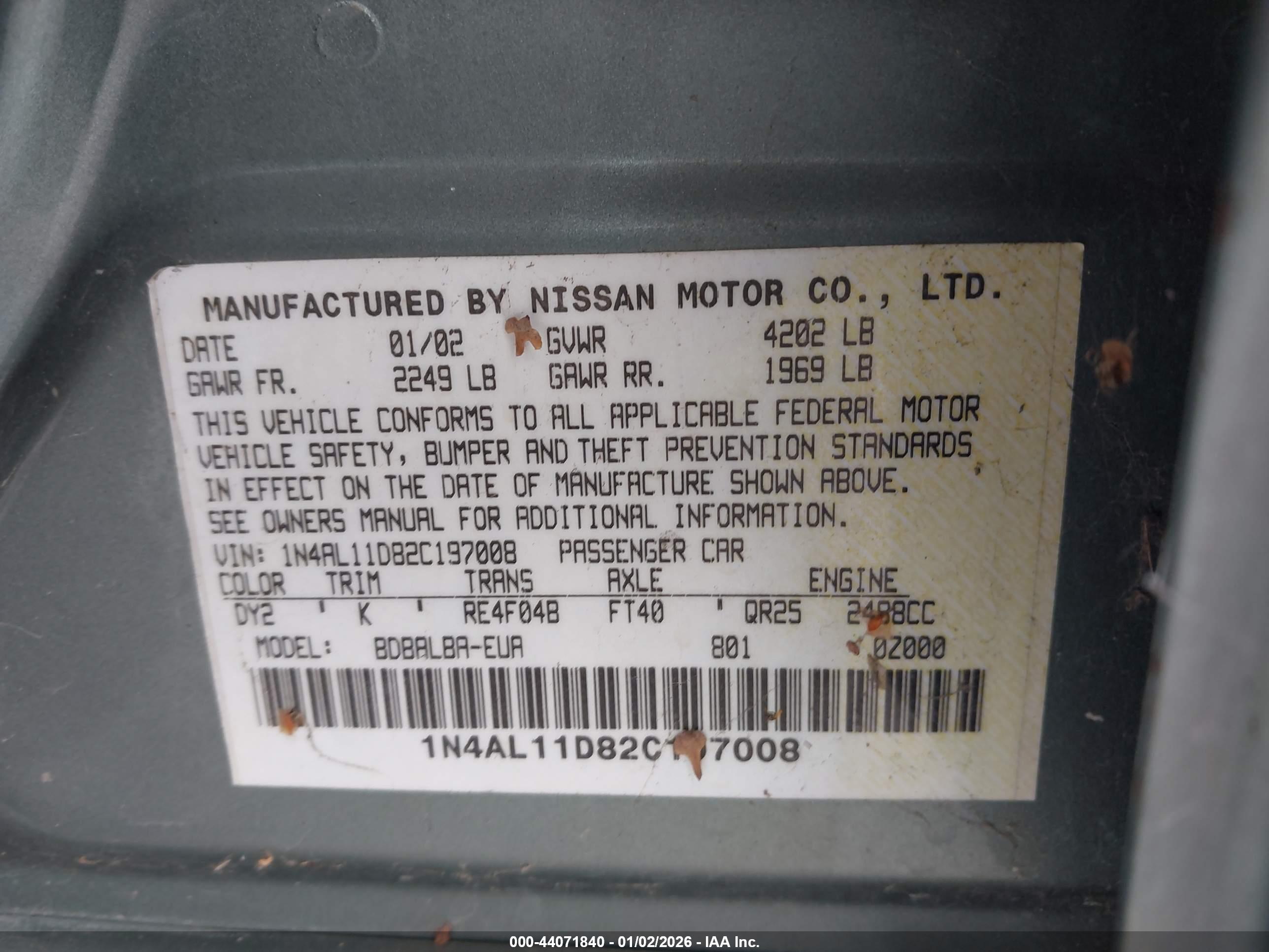 NISSAN ALTIMA image 9