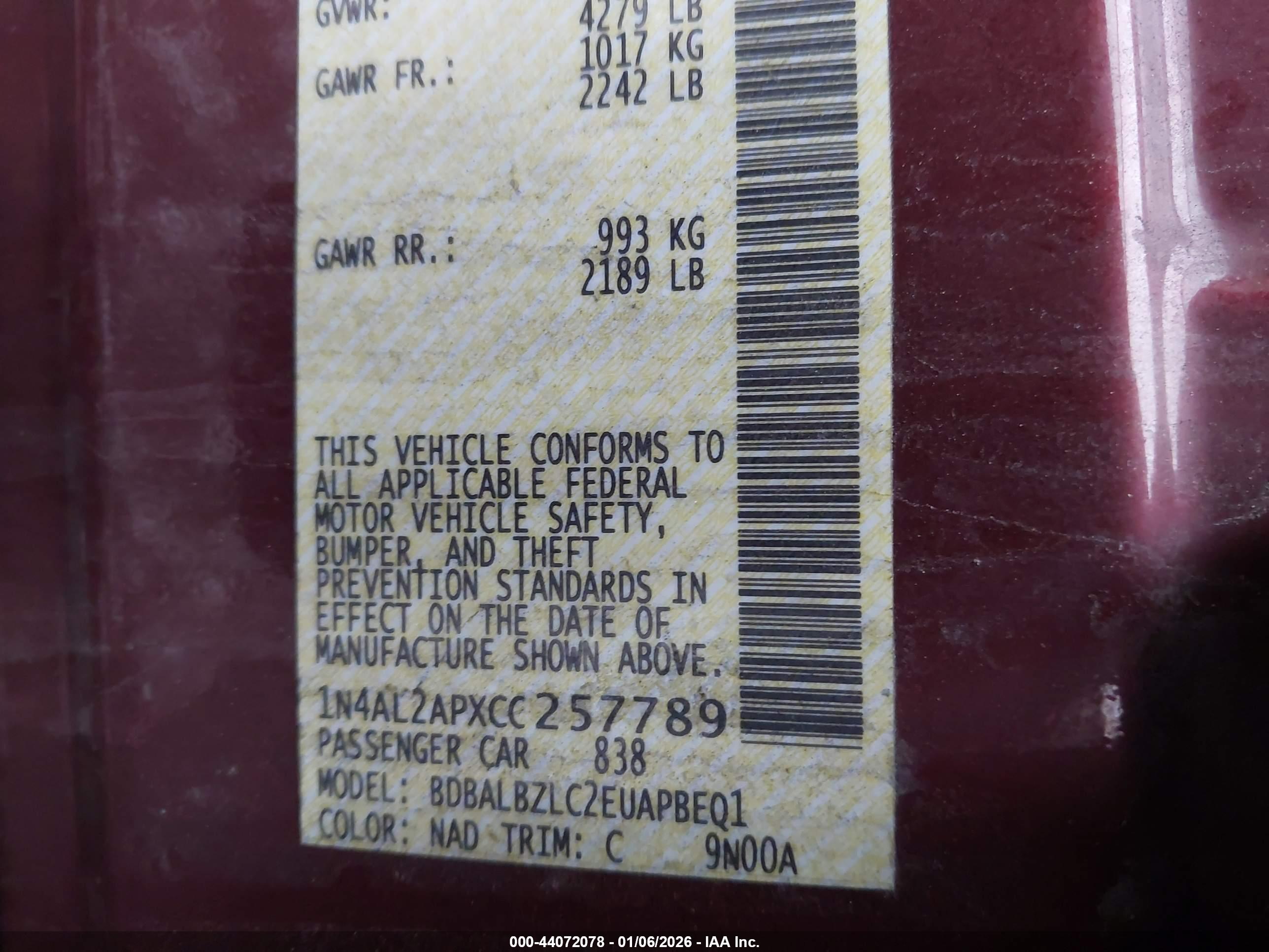 NISSAN ALTIMA image 9