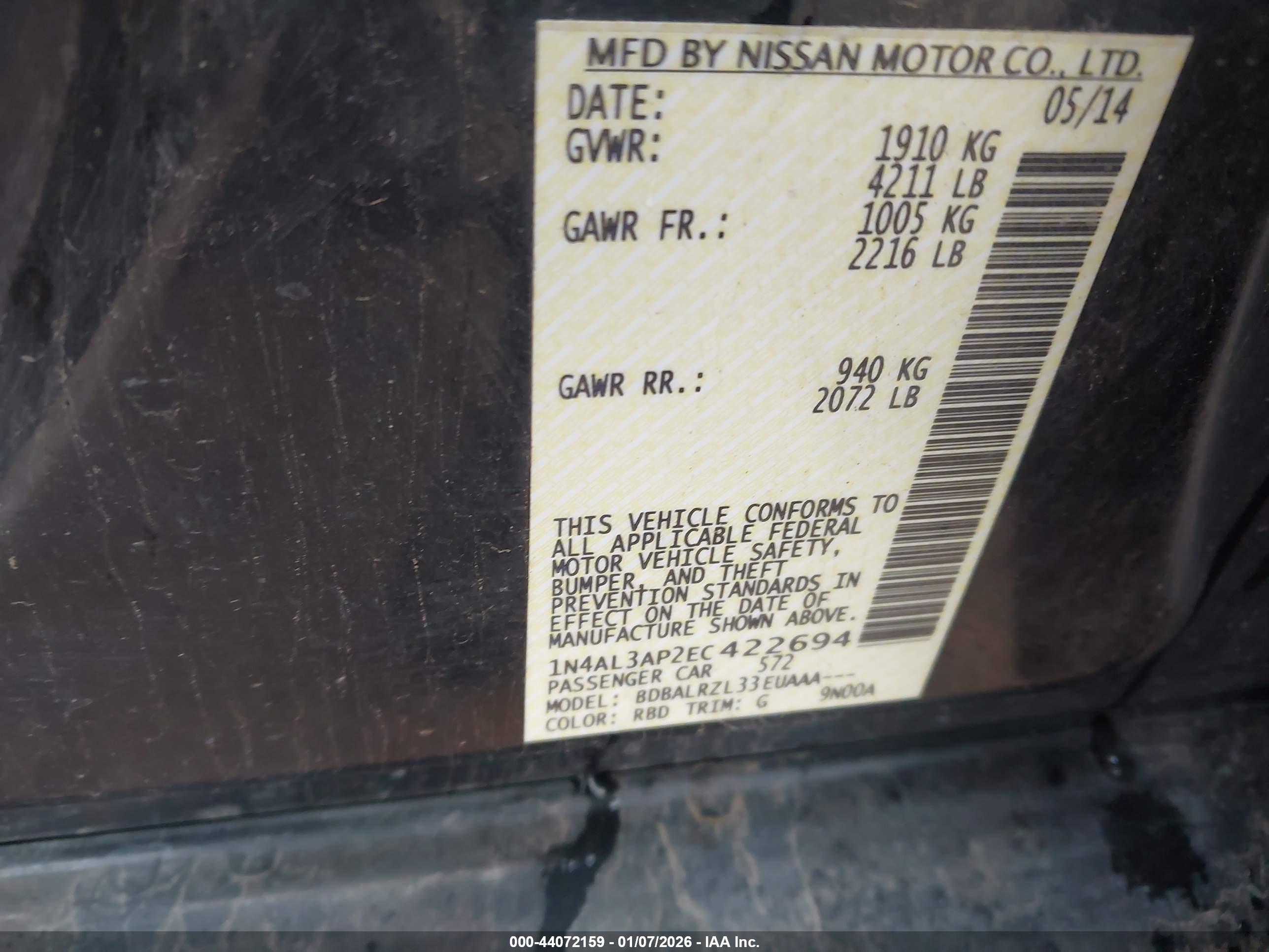 NISSAN ALTIMA image 9