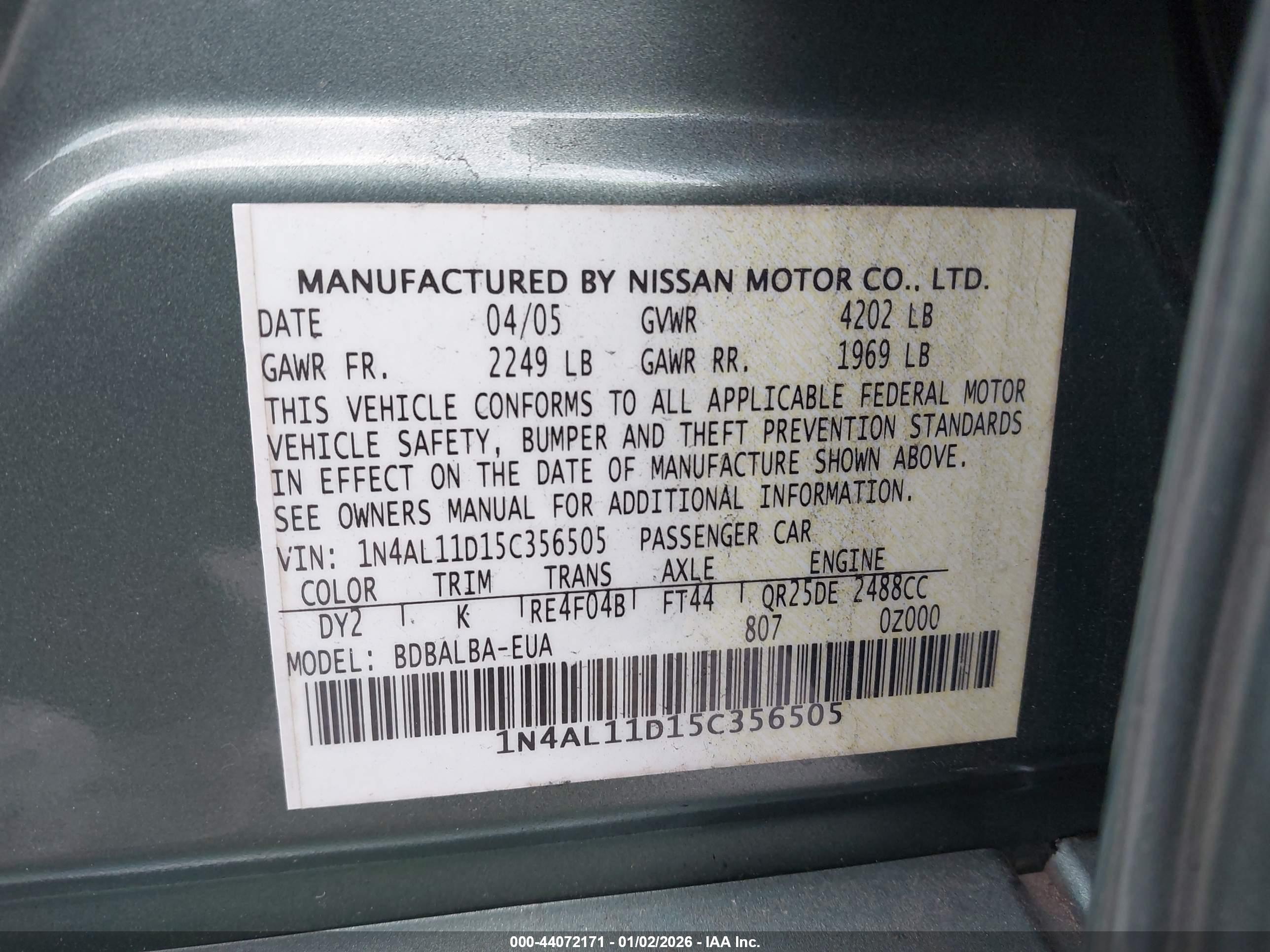 NISSAN ALTIMA image 9