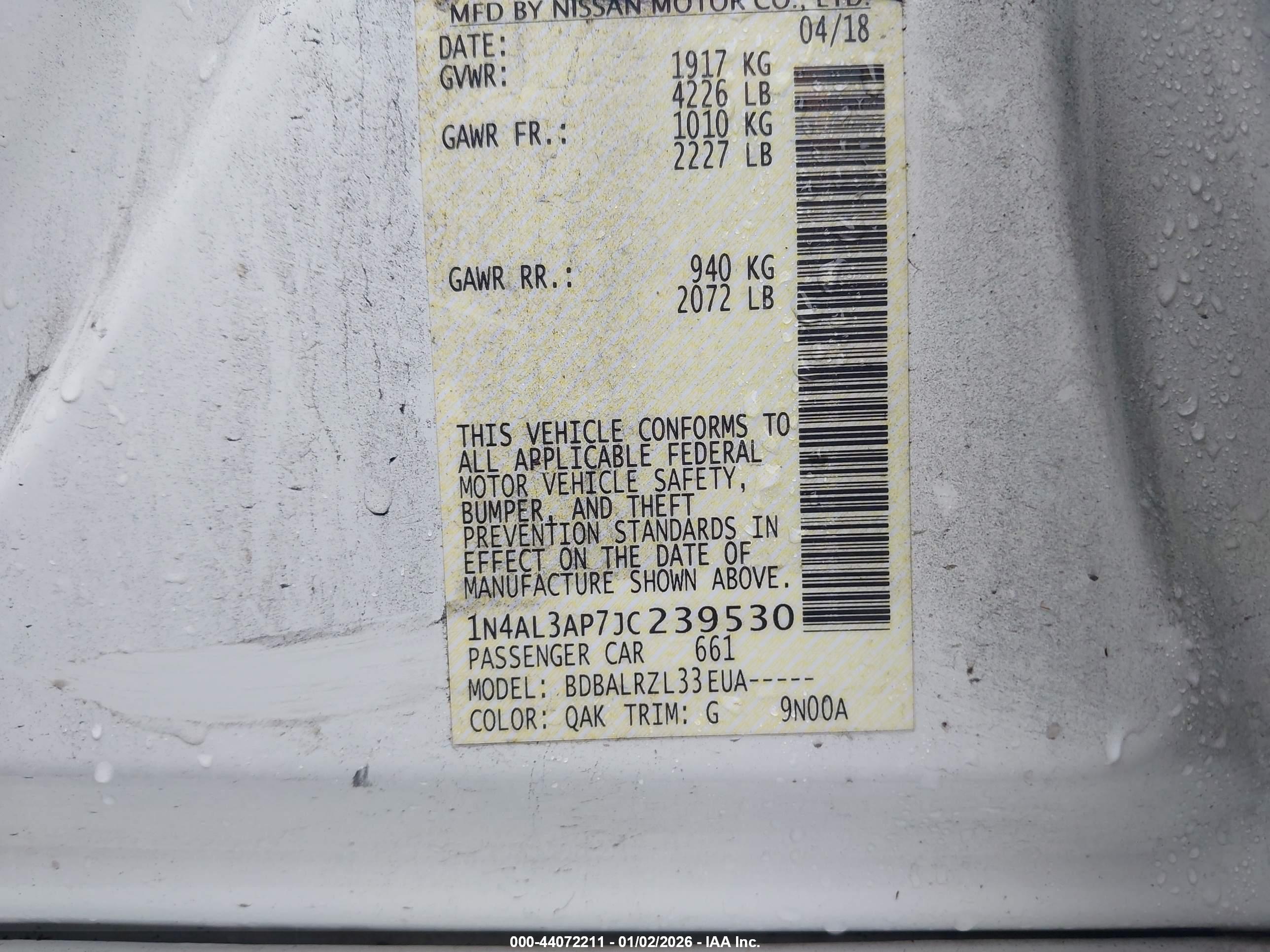 NISSAN ALTIMA image 9