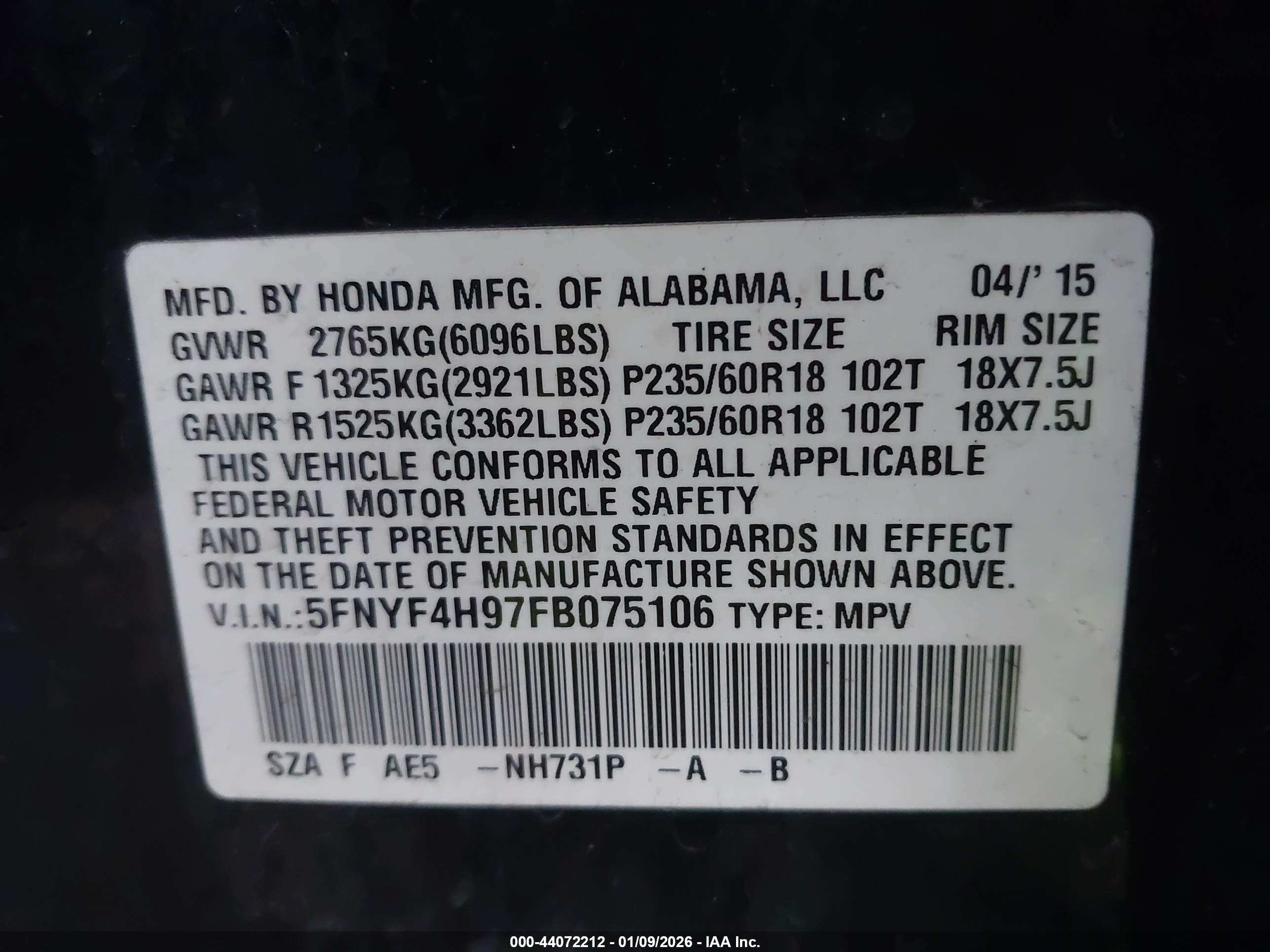 HONDA PILOT image 9