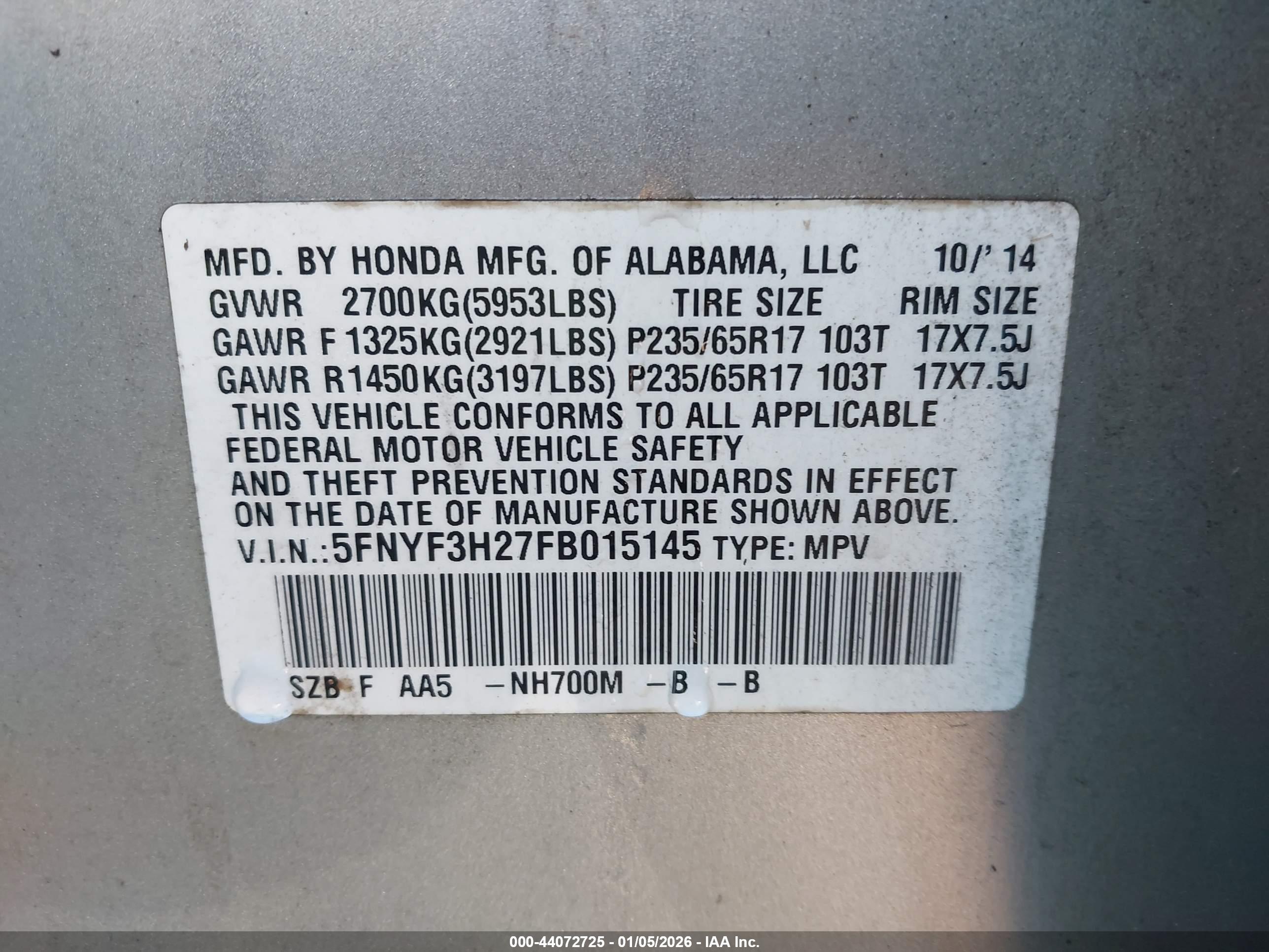 HONDA PILOT image 9