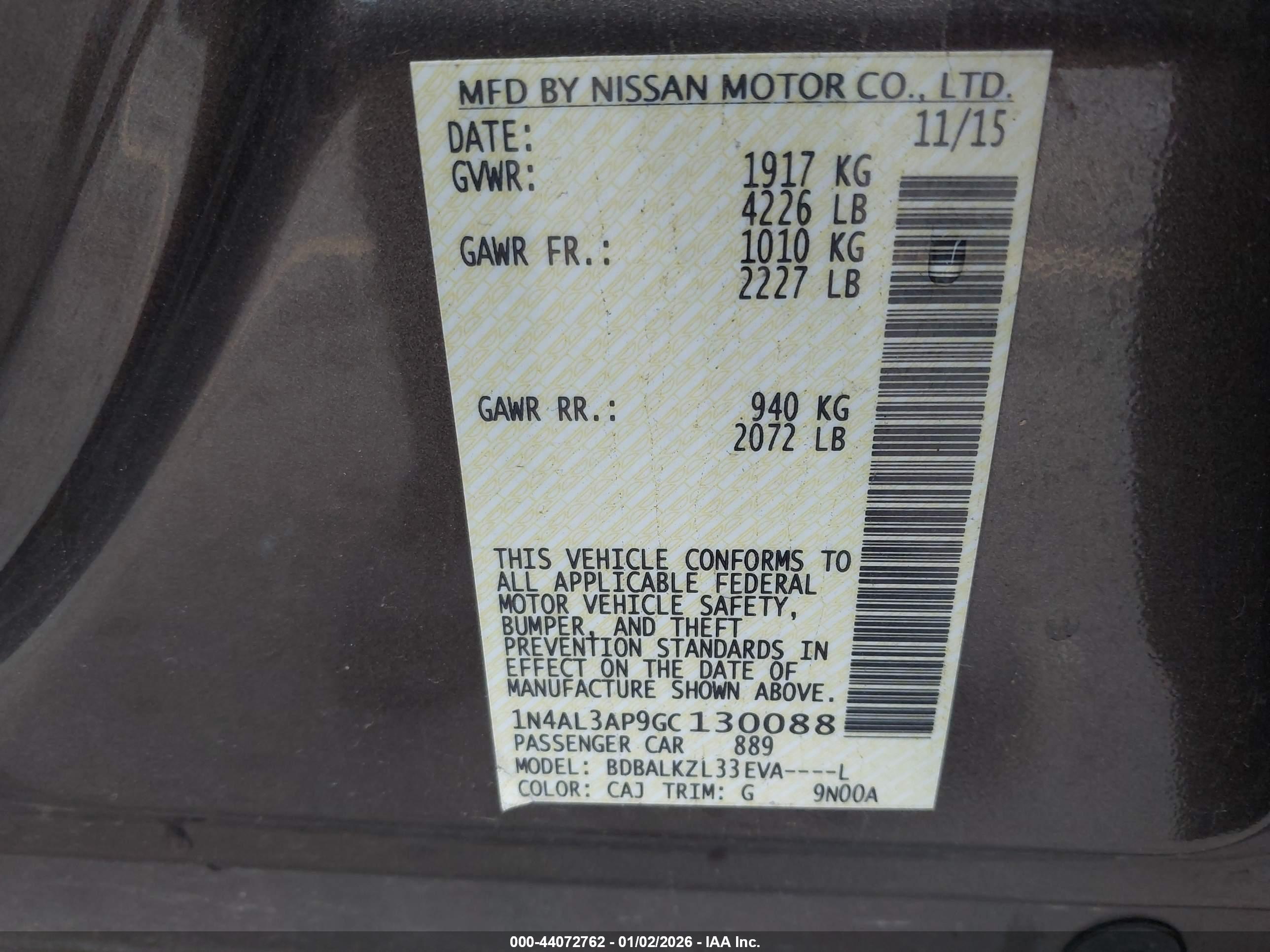 NISSAN ALTIMA image 9