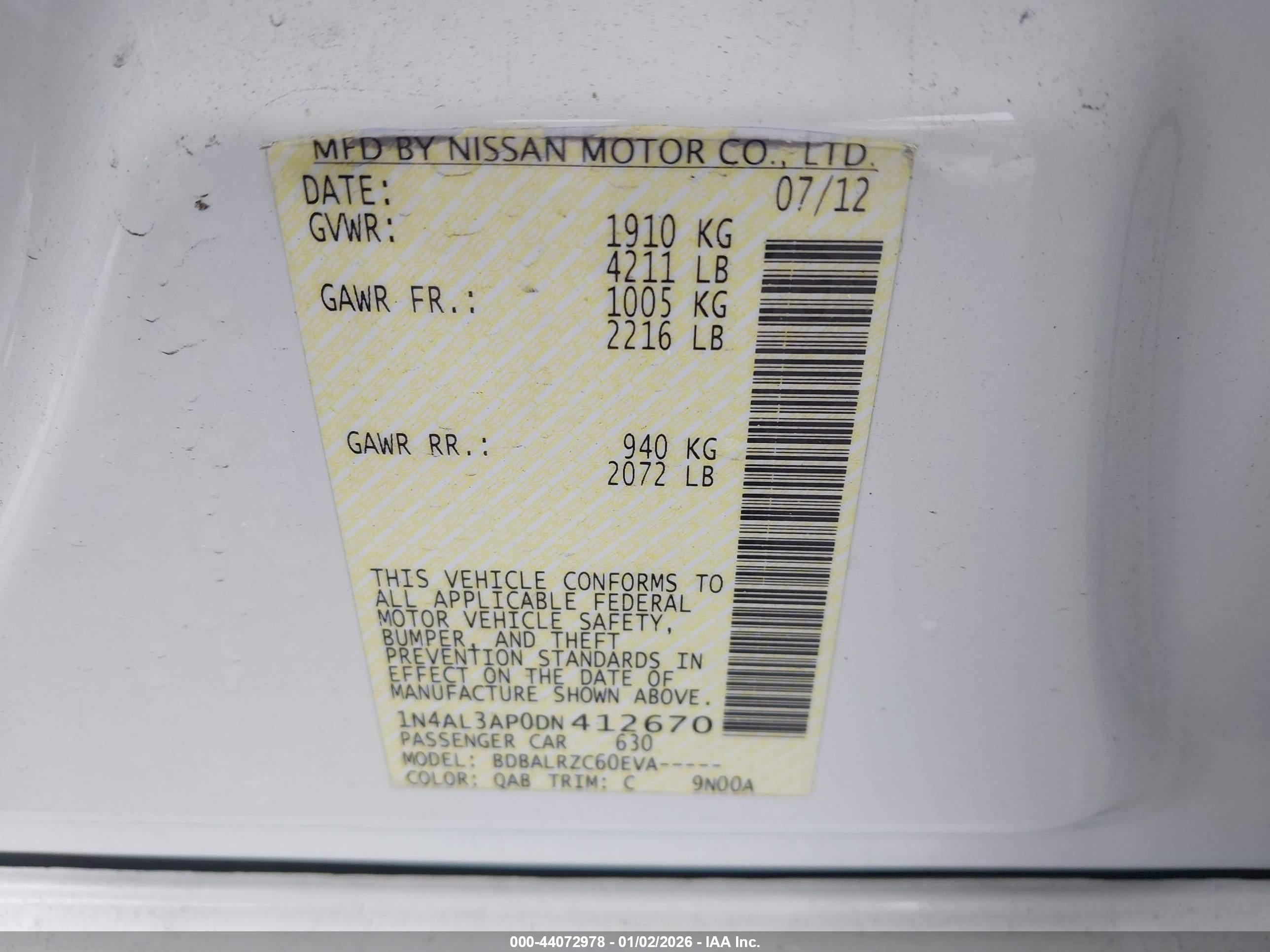 NISSAN ALTIMA image 9