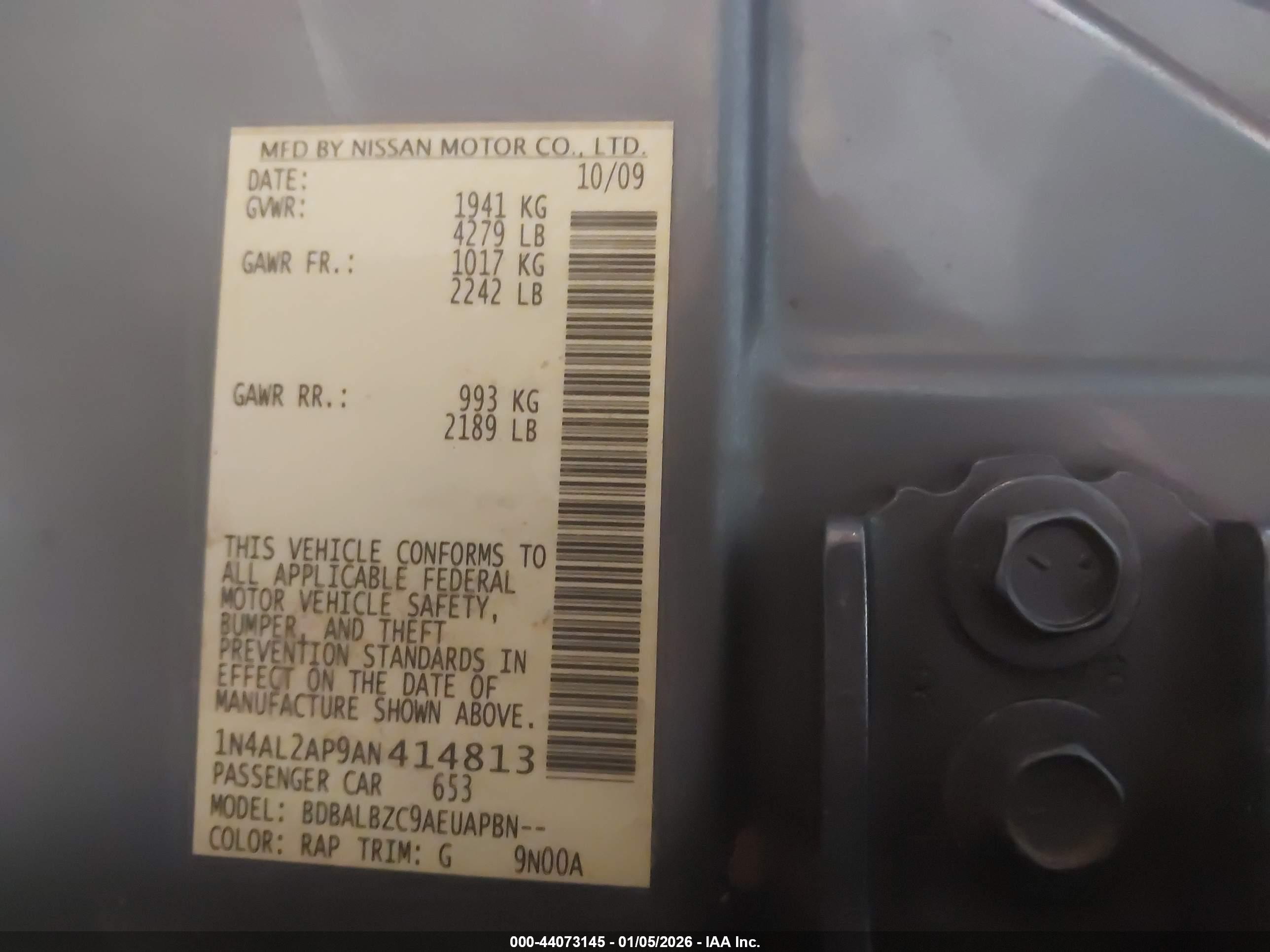 NISSAN ALTIMA image 9