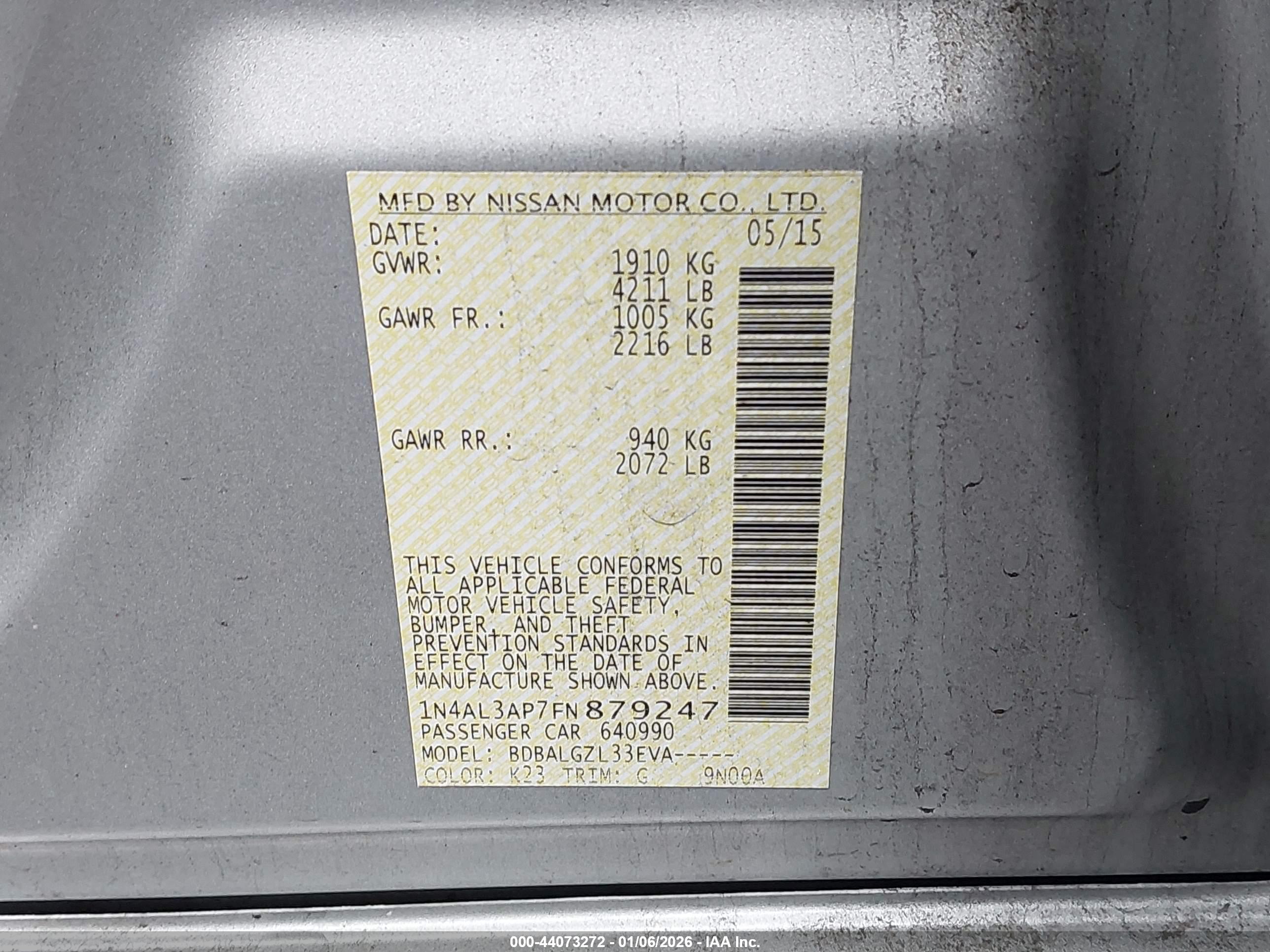 NISSAN ALTIMA image 9