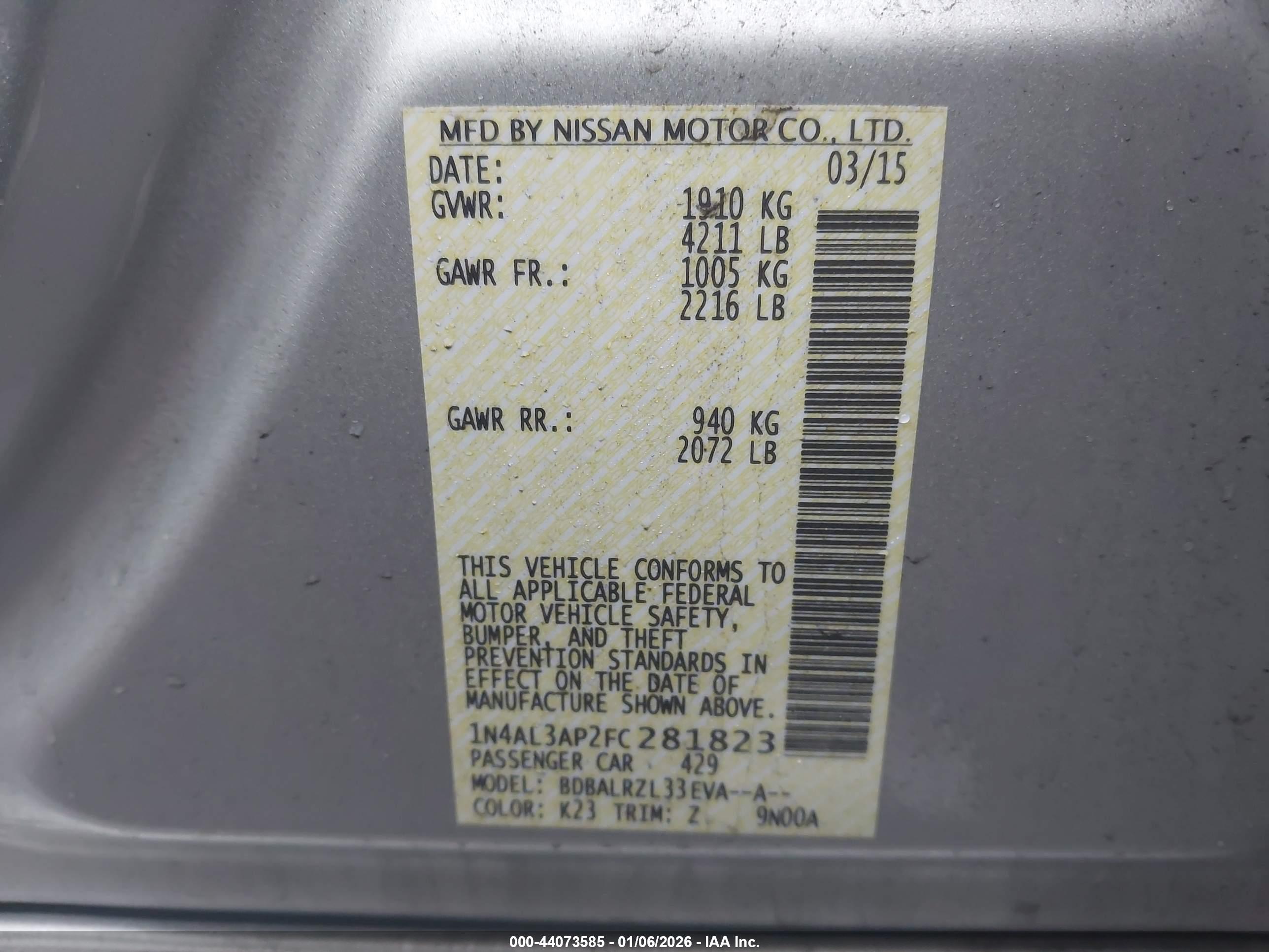 NISSAN ALTIMA image 9