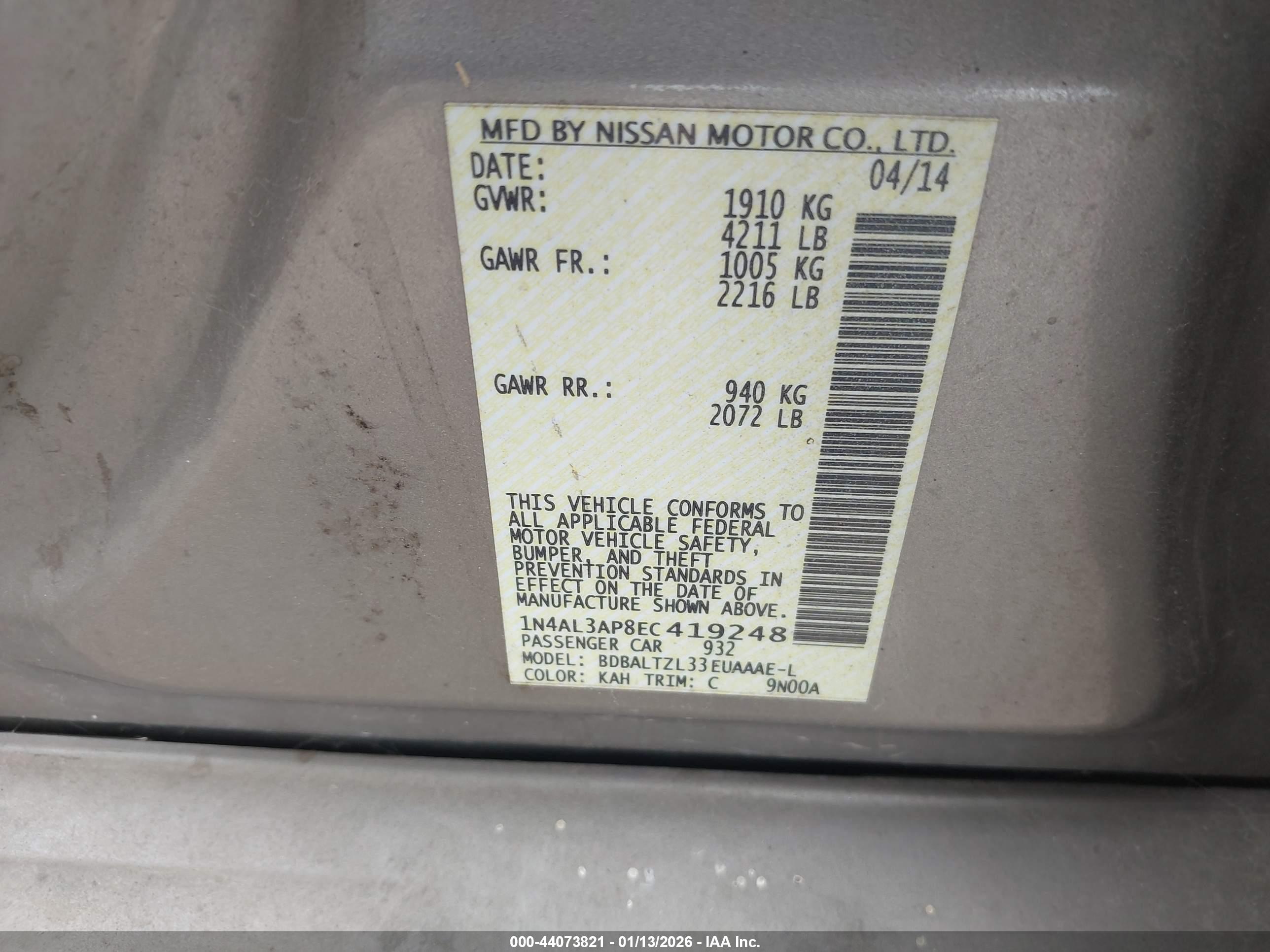 NISSAN ALTIMA image 9