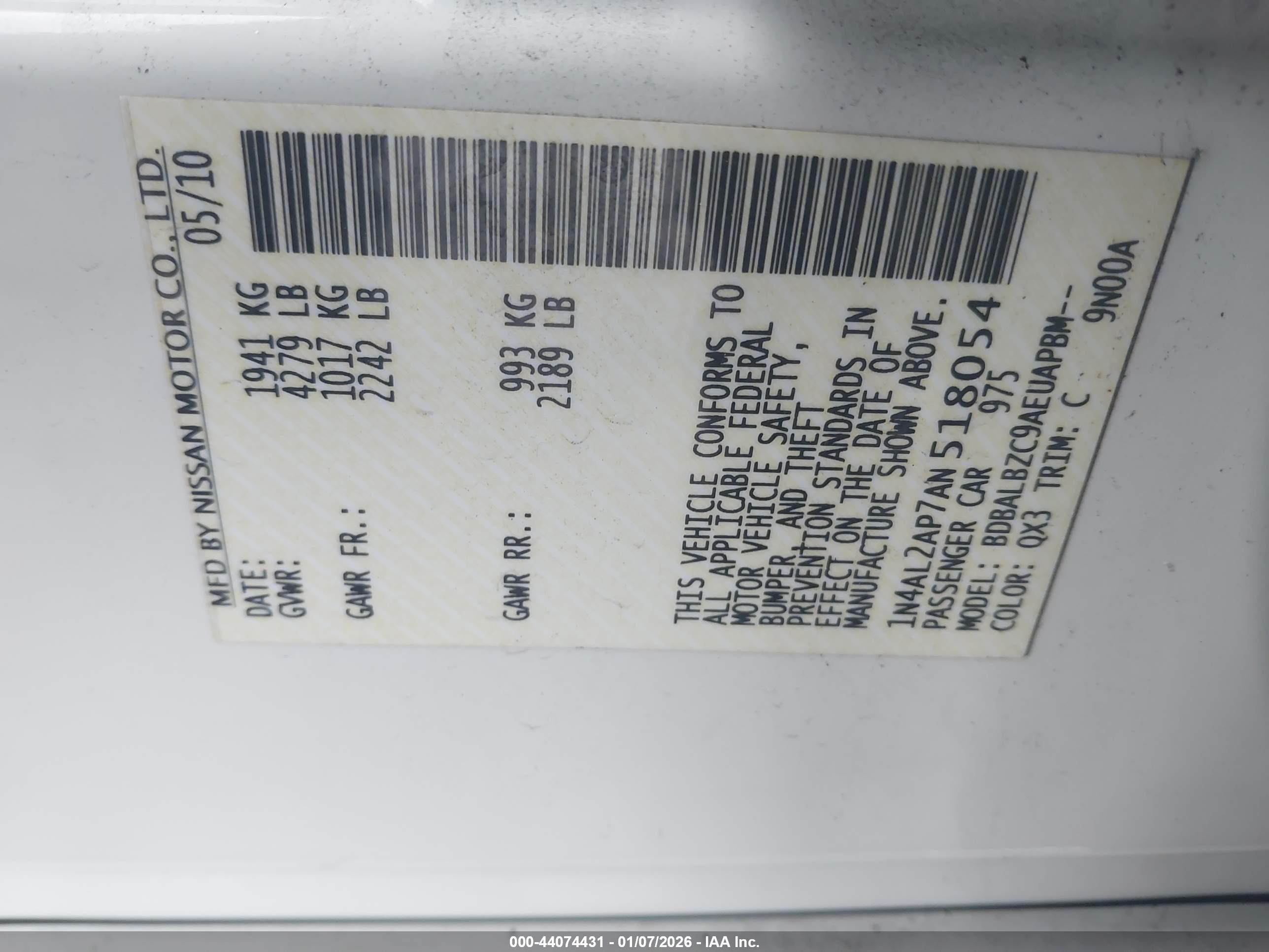 NISSAN ALTIMA image 9