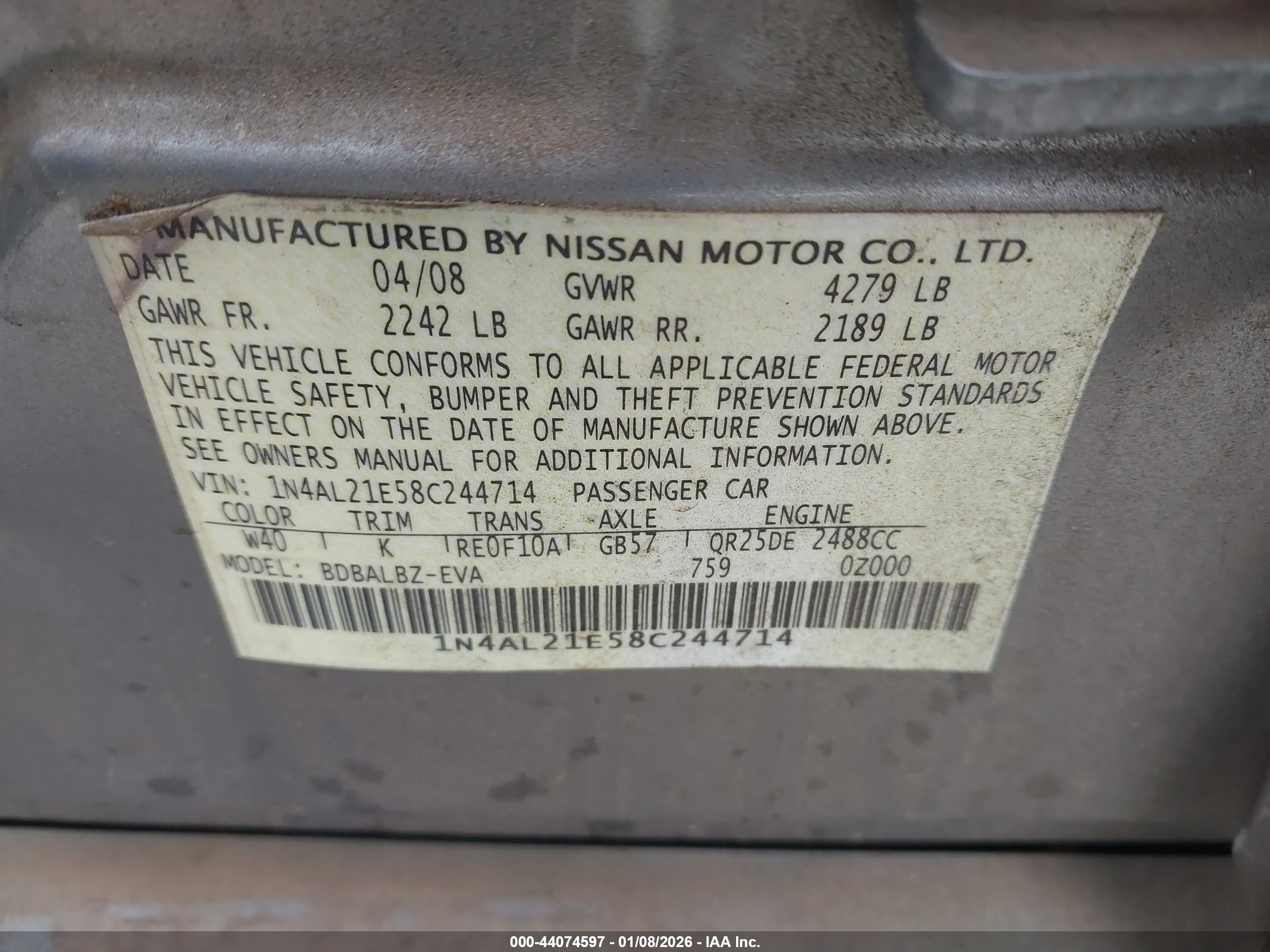 NISSAN ALTIMA image 9