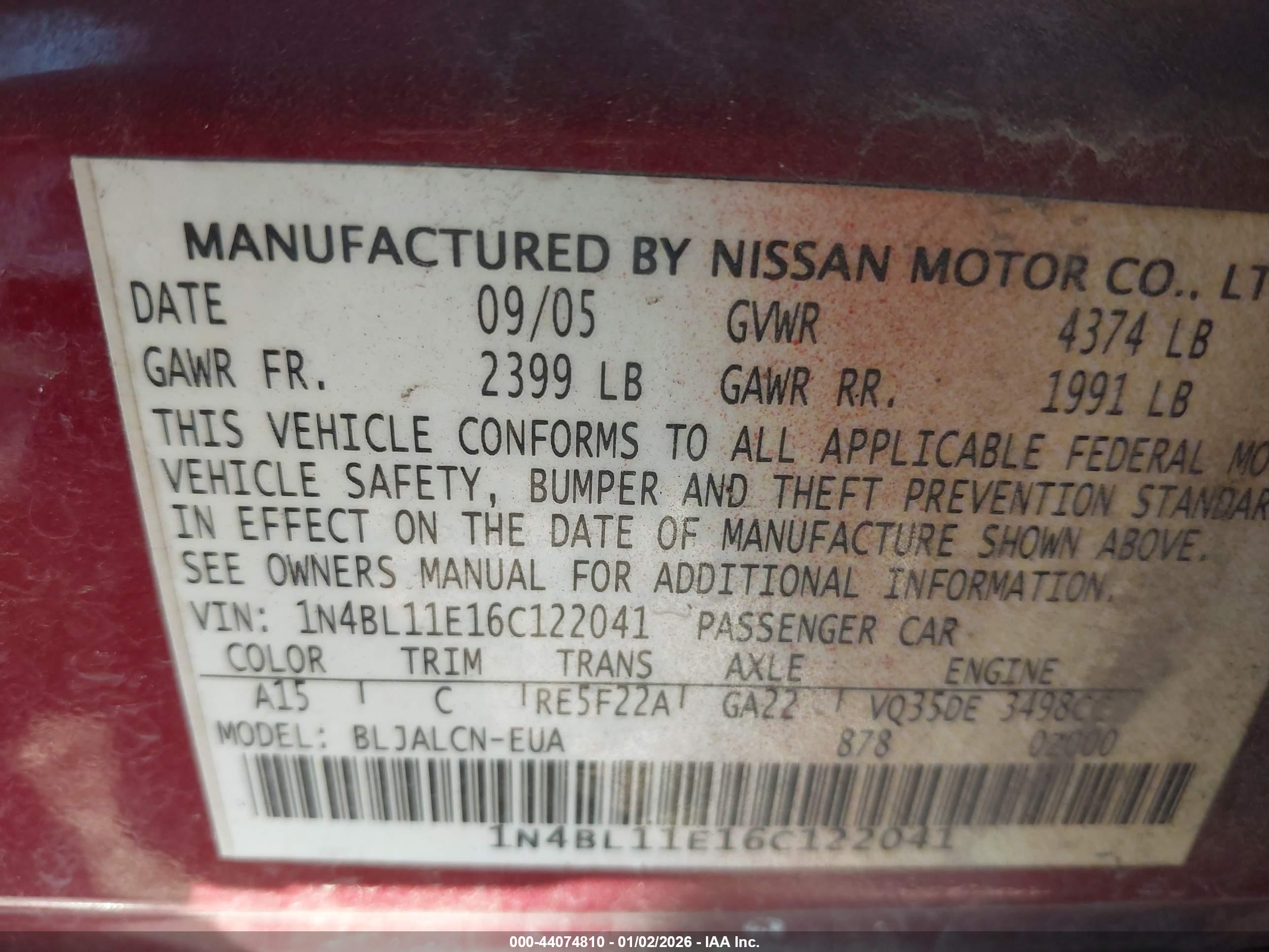 NISSAN ALTIMA image 9