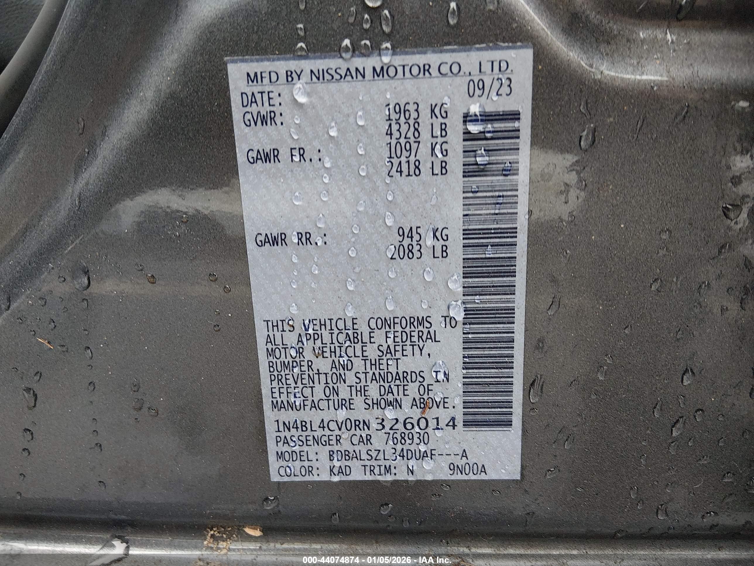 NISSAN ALTIMA image 9