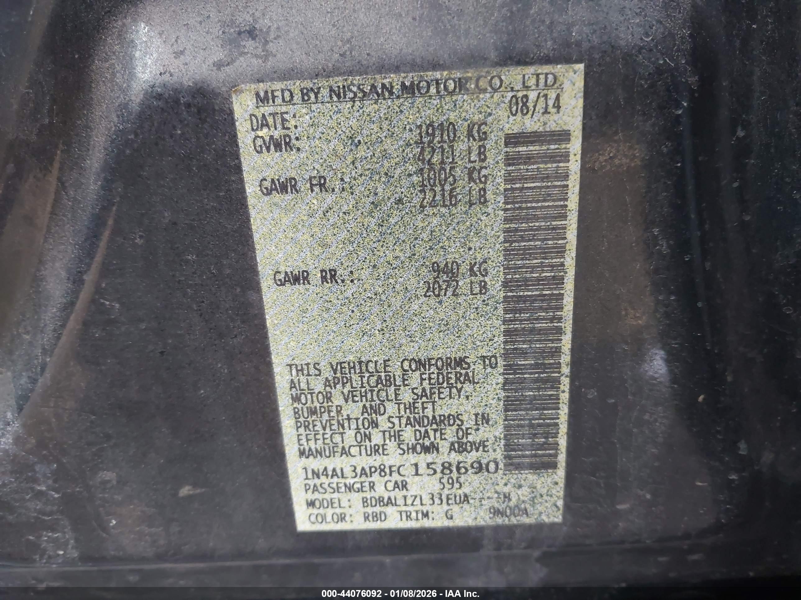 NISSAN ALTIMA image 9