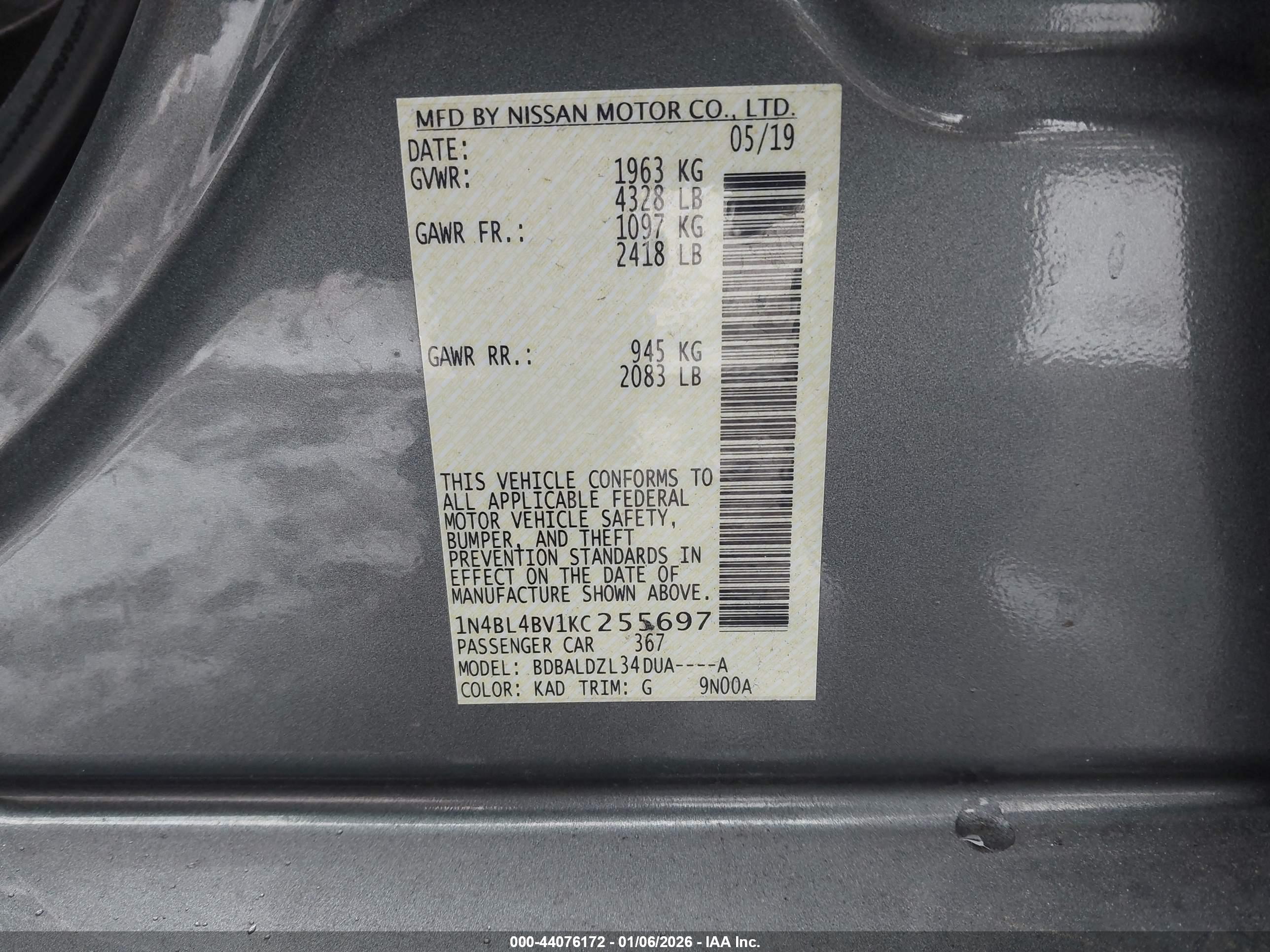 NISSAN ALTIMA image 9