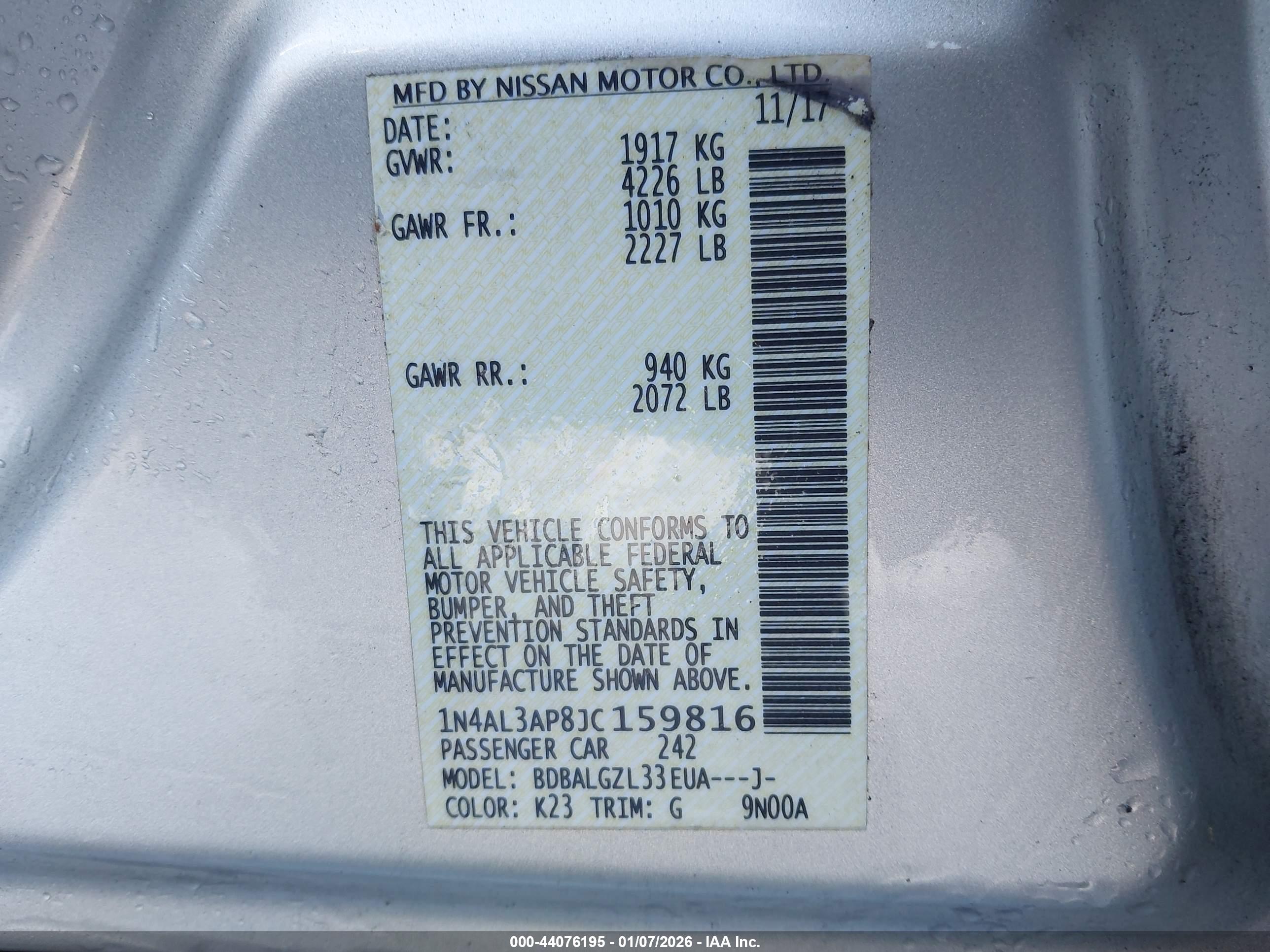 NISSAN ALTIMA image 9
